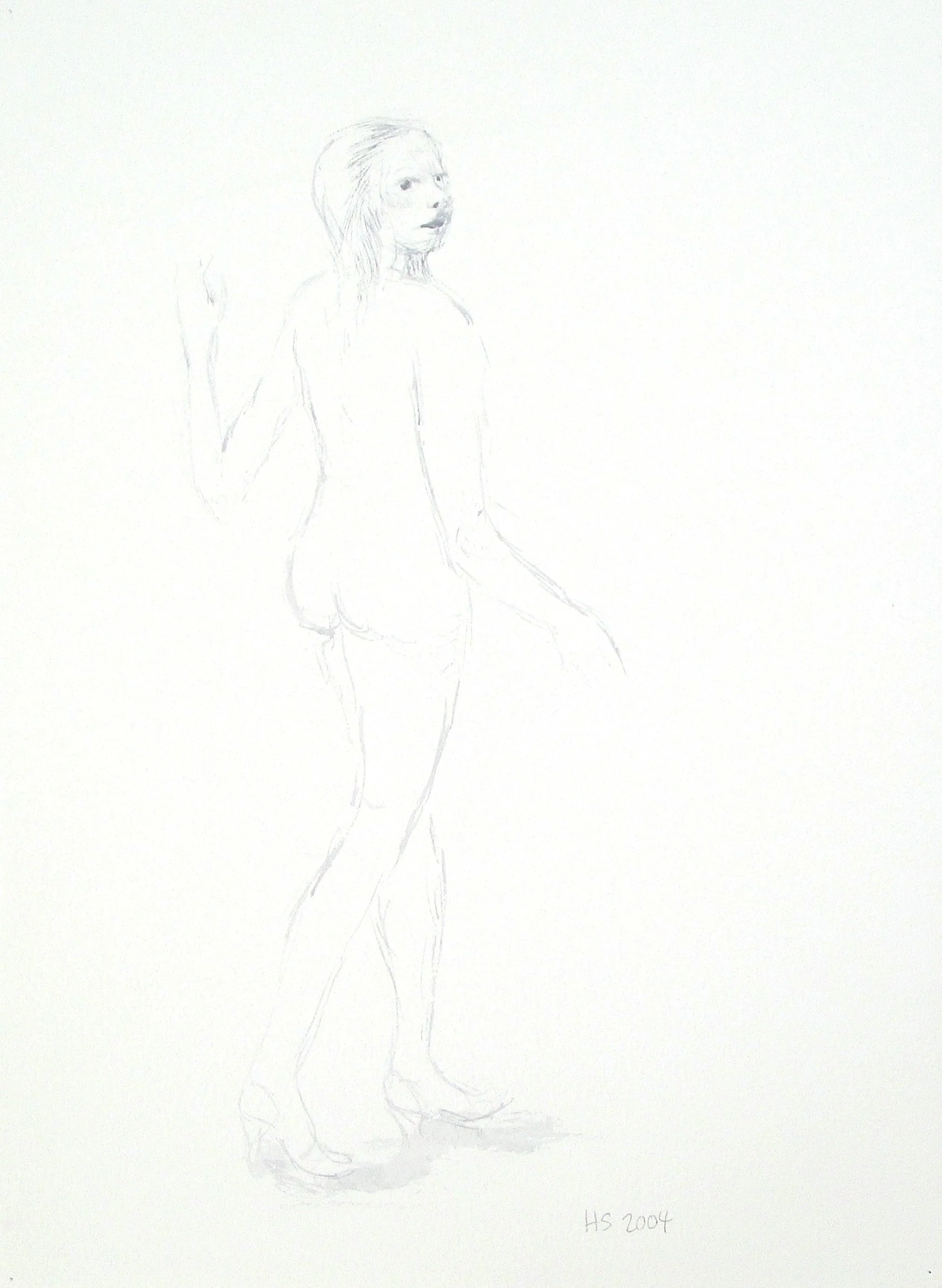 WOMAN IN SHOES 2004 Ink on watercolour paper 38 x 27.7 cm
