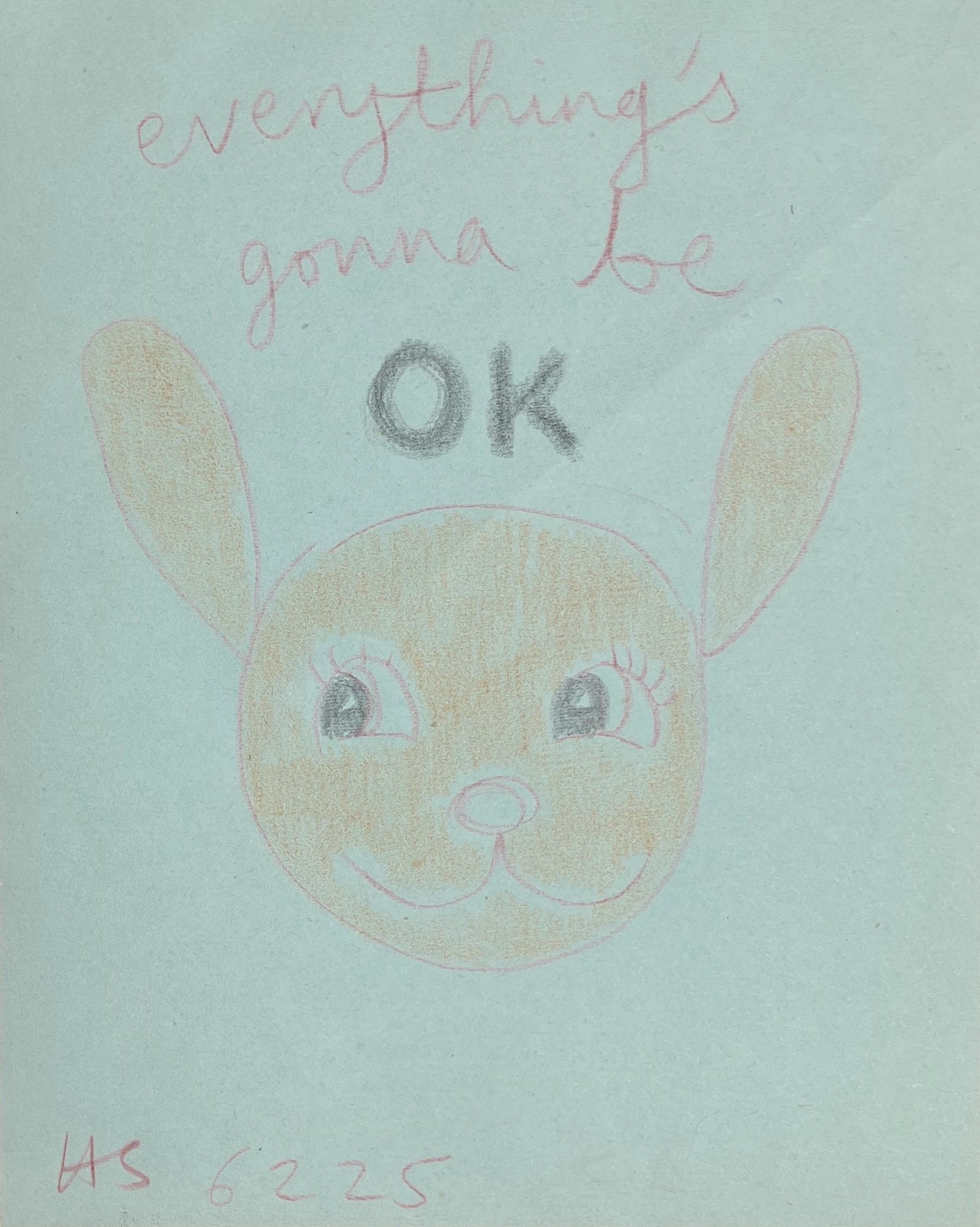 EVERYTHING'S OK 2025 Pencil on found note paper 17 x 13.4 cm