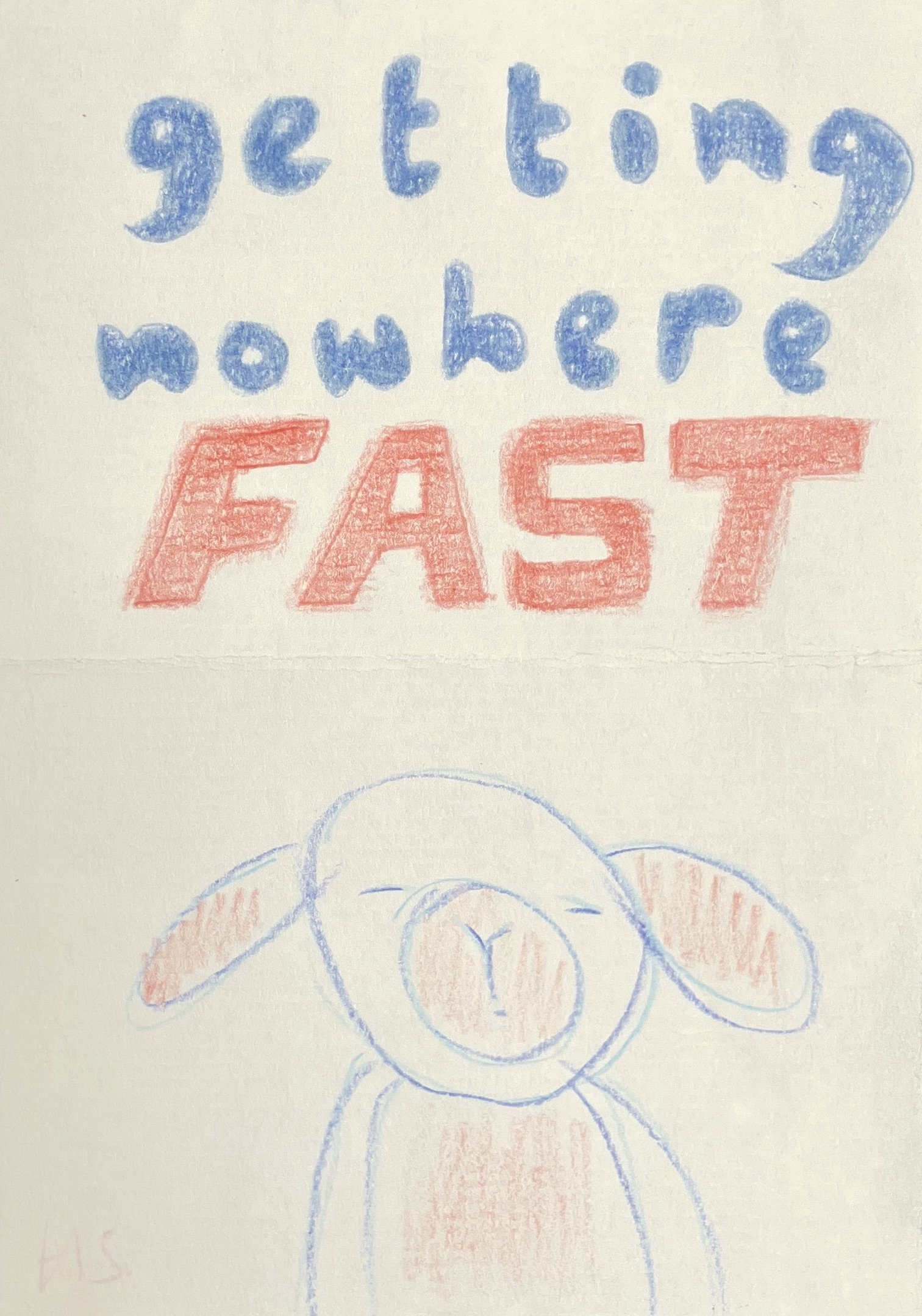 GETTING NOWHERE 2025 Coloured pencil on folded laid paper 14.8 x 10.4 cm