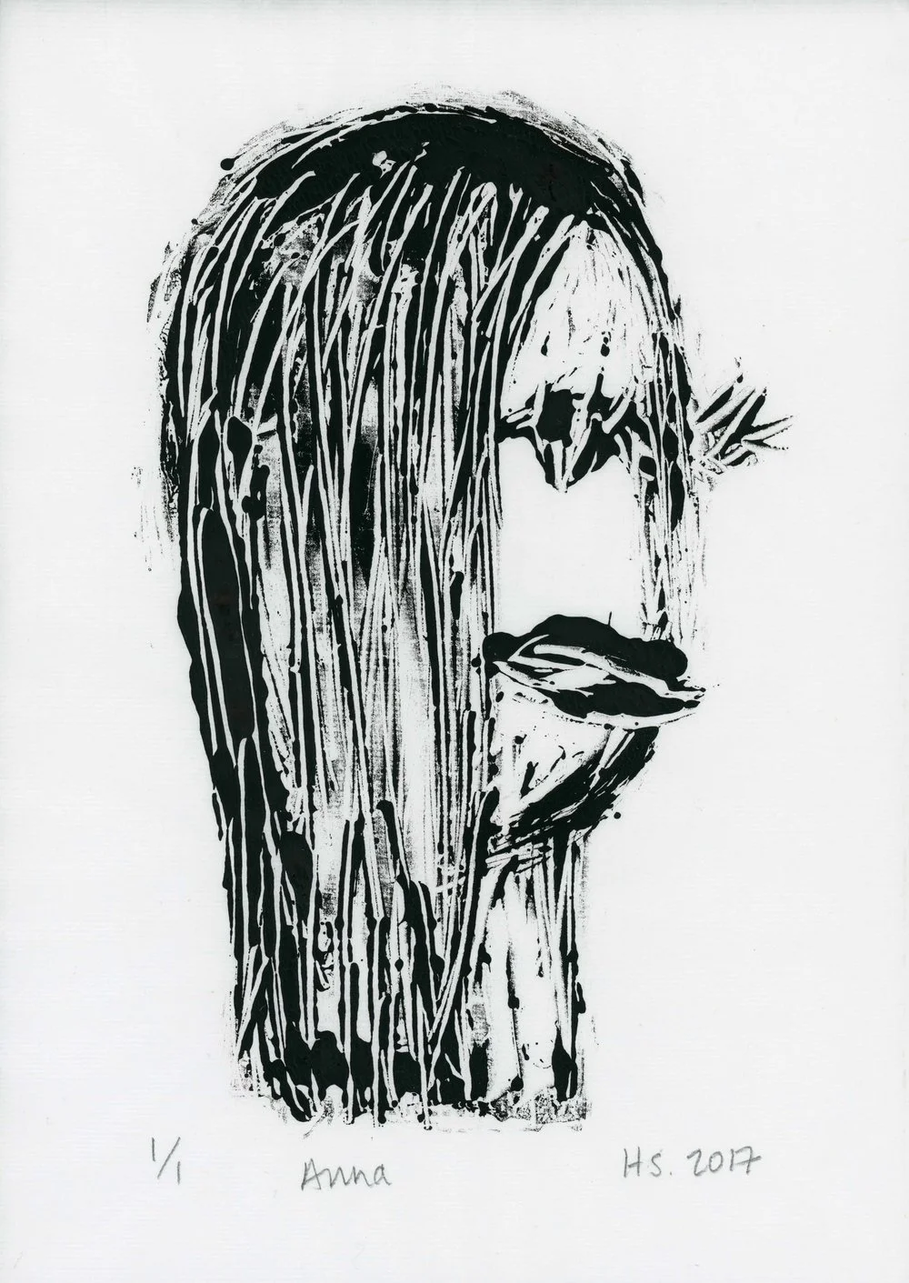 ANNA Monoprint on Dan Xuan paper 35 x 24 cms 2017