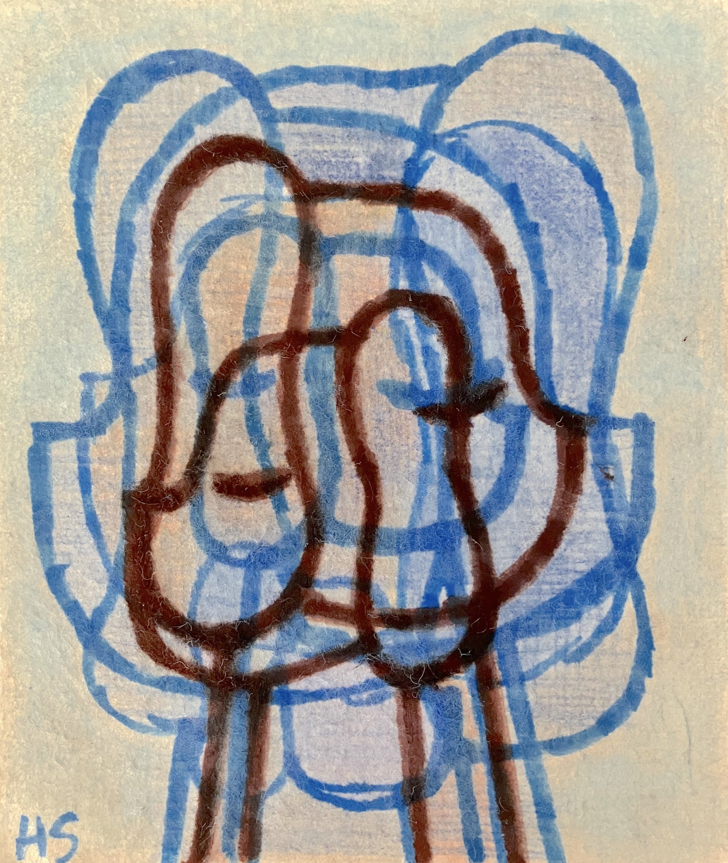 UNTITLED STUDY  5 2025 Felt pen, pencil & coloured pencil on found paper 14.2 x 12 cm