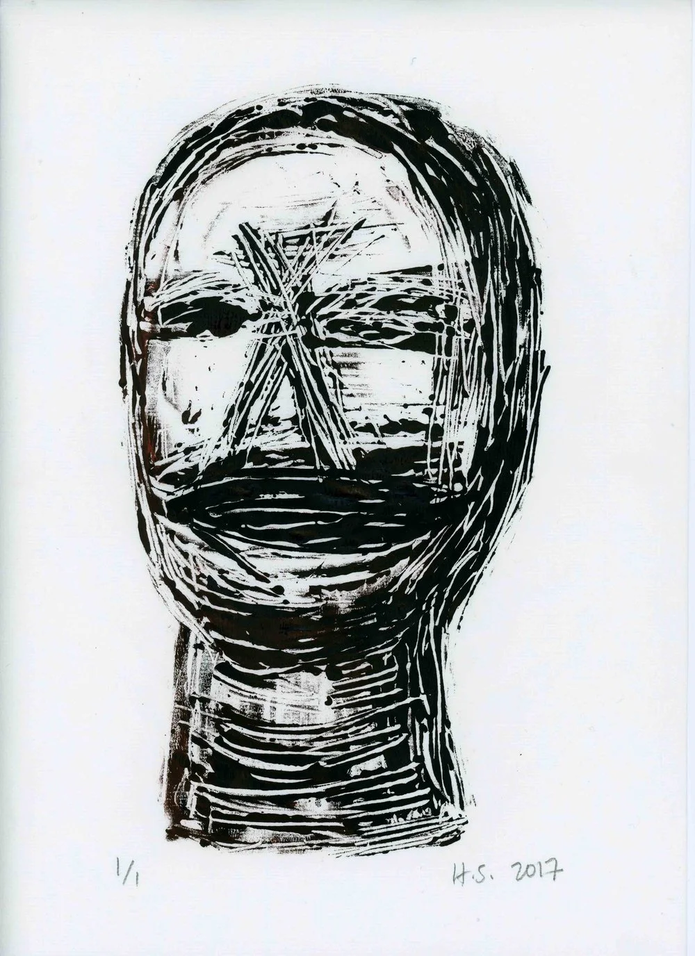 CRISS-CROSS Monoprint on Dan Xuan paper  35 x 24 cms 2017