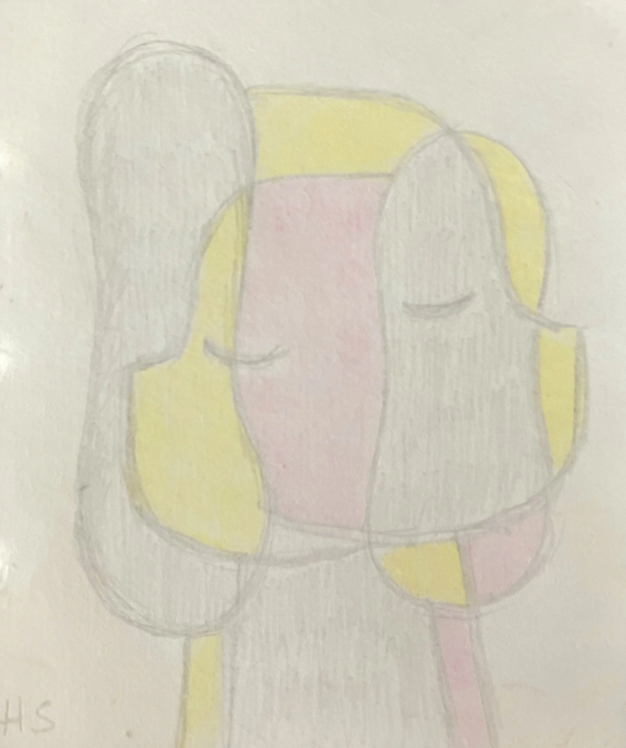 UNTITLED STUDY  6 2025 Pencil & coloured pencil on found paper 14.2 x 12 cm