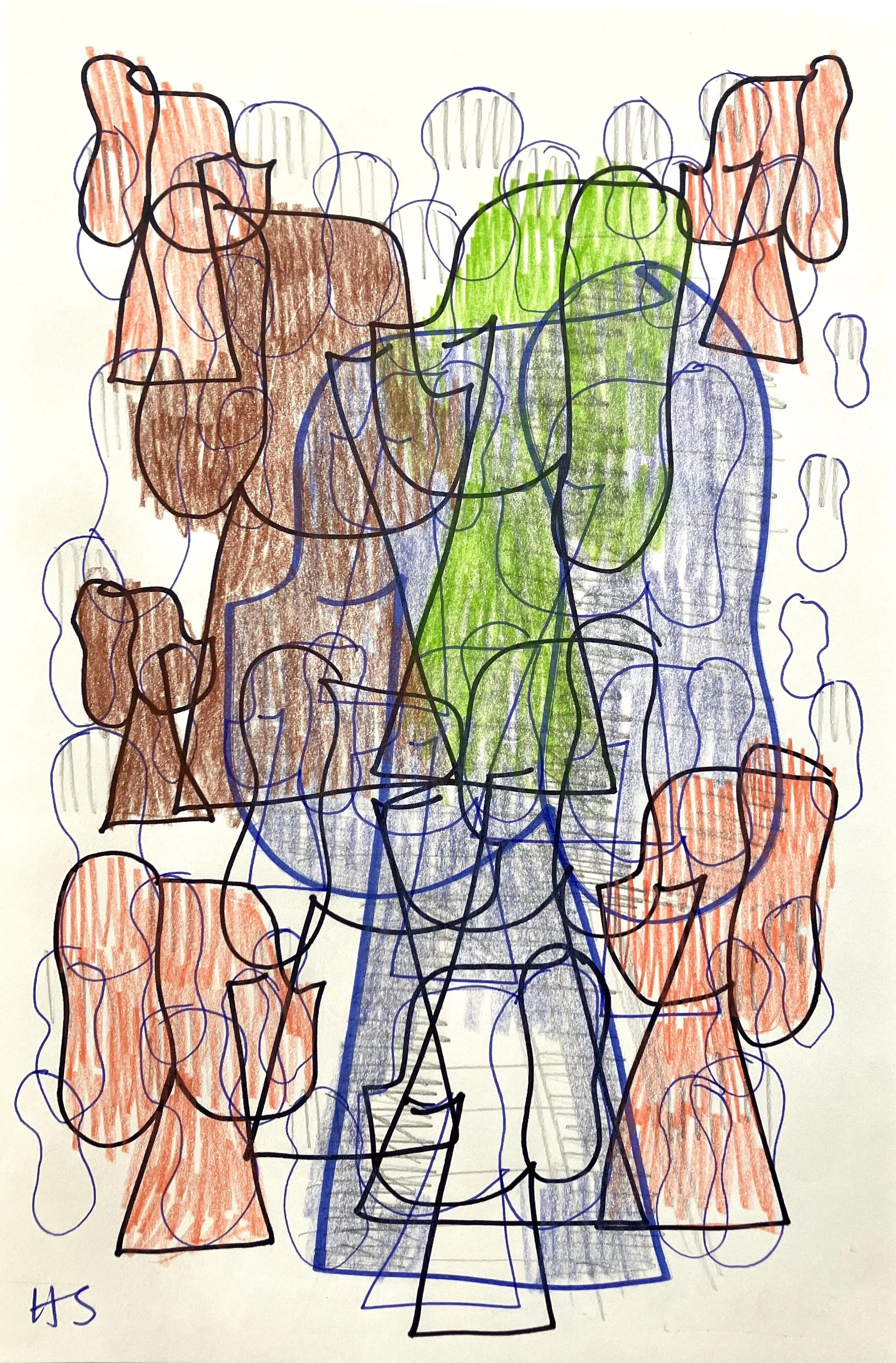 CHANCE ENCOUNTERS 2026 Felt tip, pencil & coloured pencil on lightweight paper 29.5 x 19.8 cm