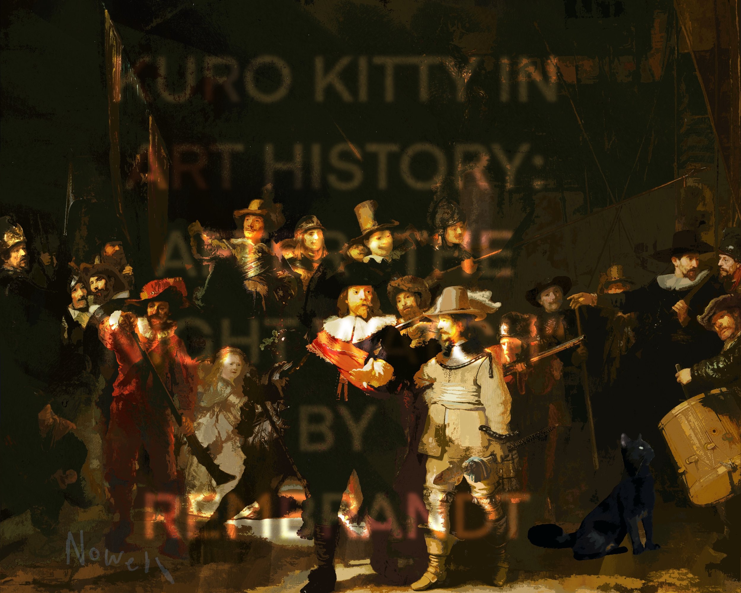 KURO KITTY IN ART HISTORY: THE NIGHT WATCH, REMBRANDT