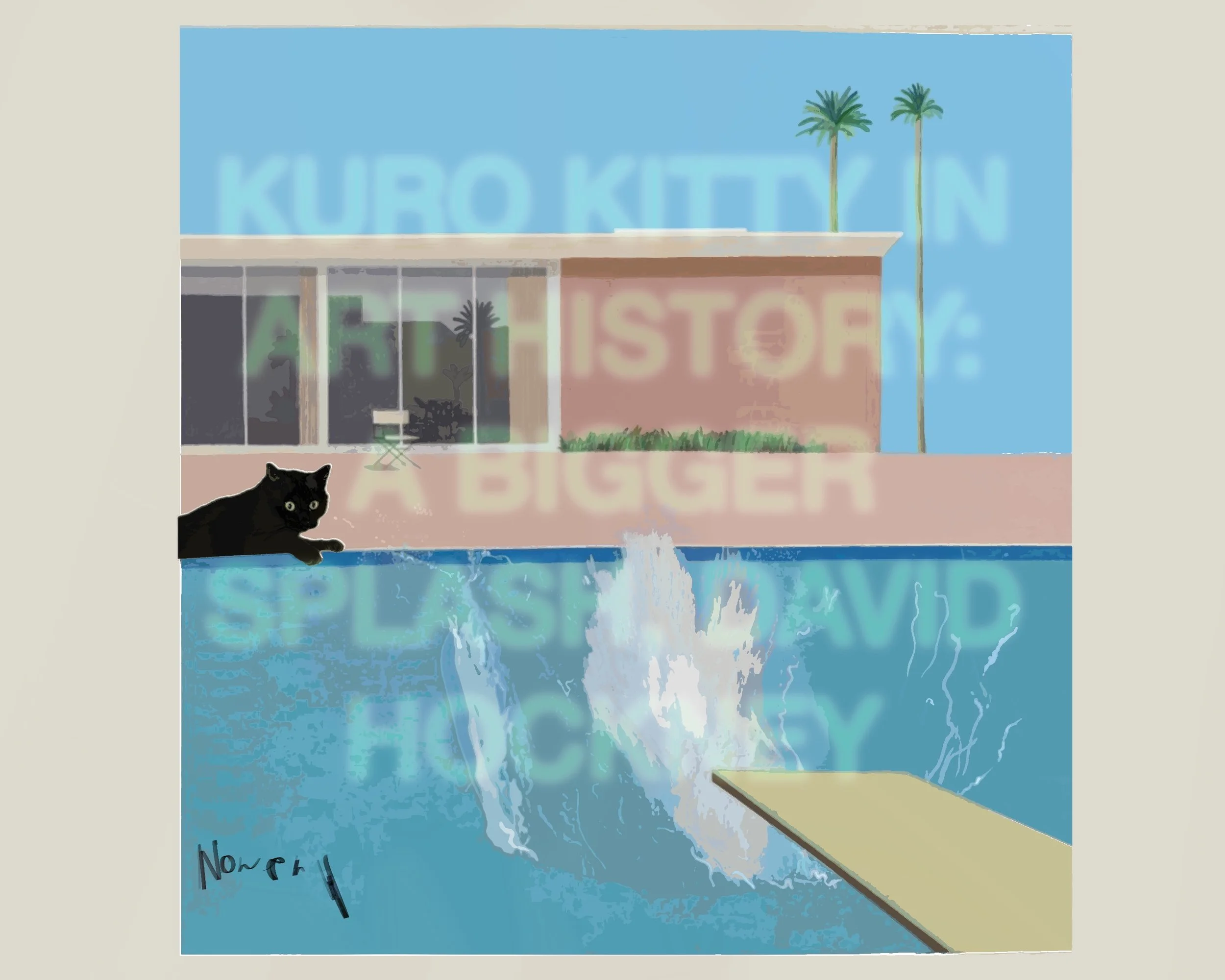 KURO KITTY IN ART HISTORY: A BIGGER SPLASH, DAVID HOCKNEY
