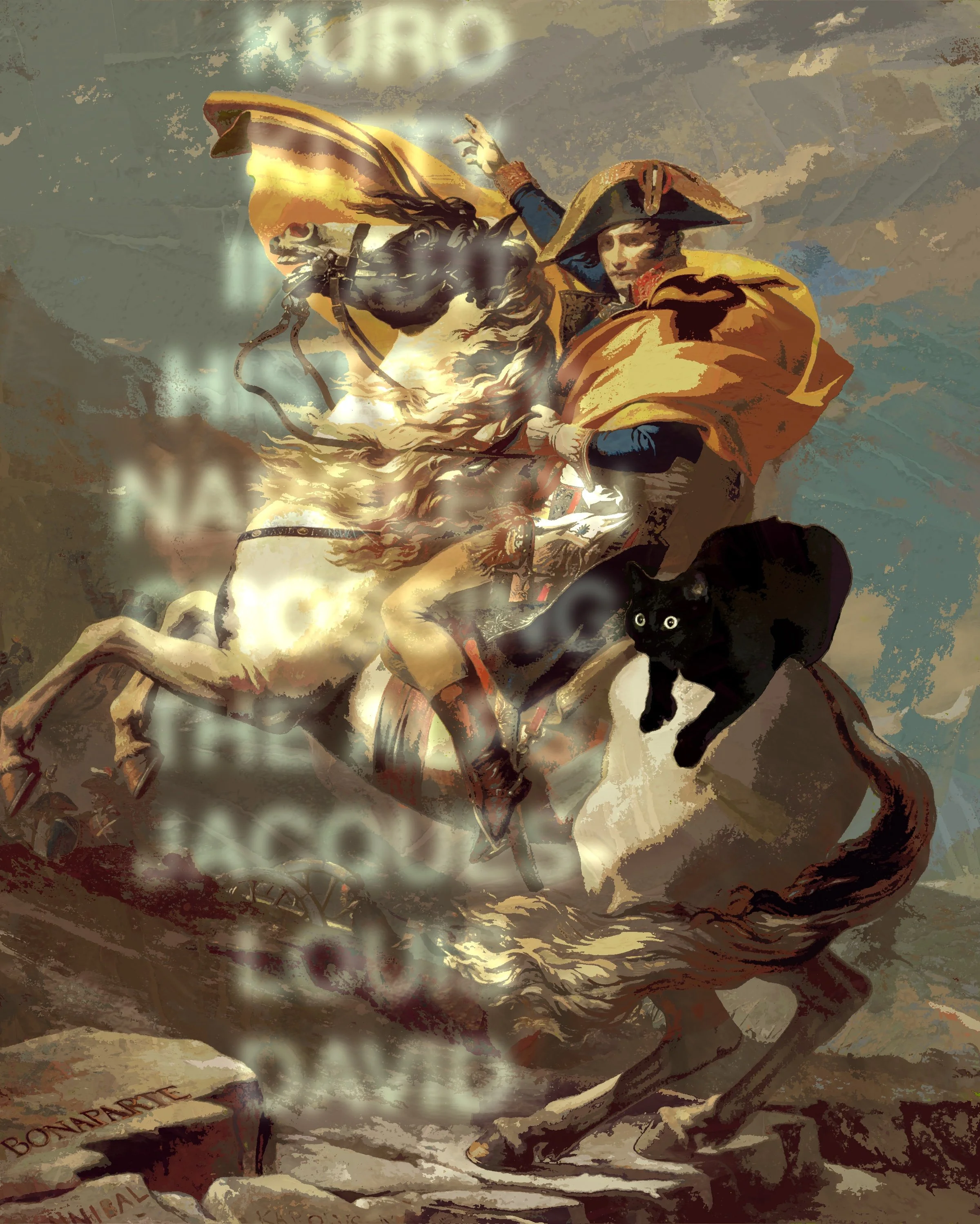 KURO KITTY IN ART HISTORY: NAPOLEAN CROSSING THE ALPS, JACQUES-LOUIS DAVID