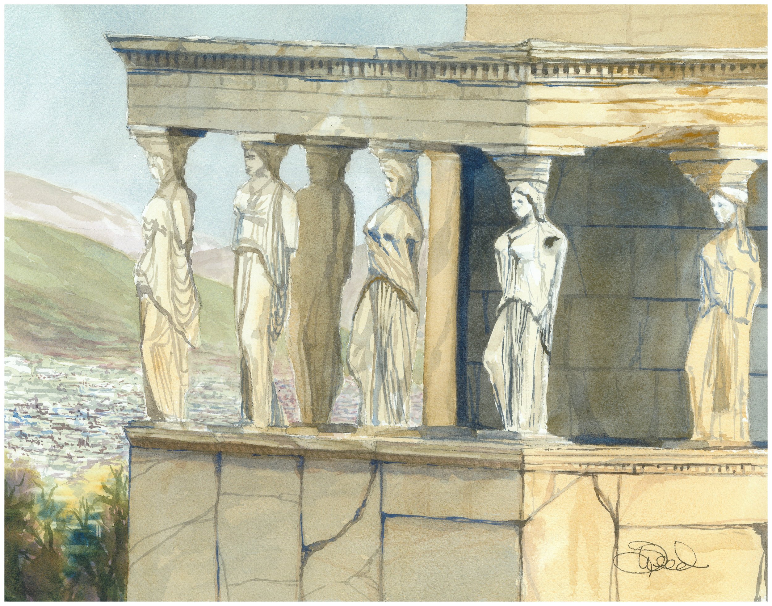  Temple of Athena 
 Acropolis, Athens, Greece
 11 in x 14 in (28 cm x 36 cm)
 Watercolor