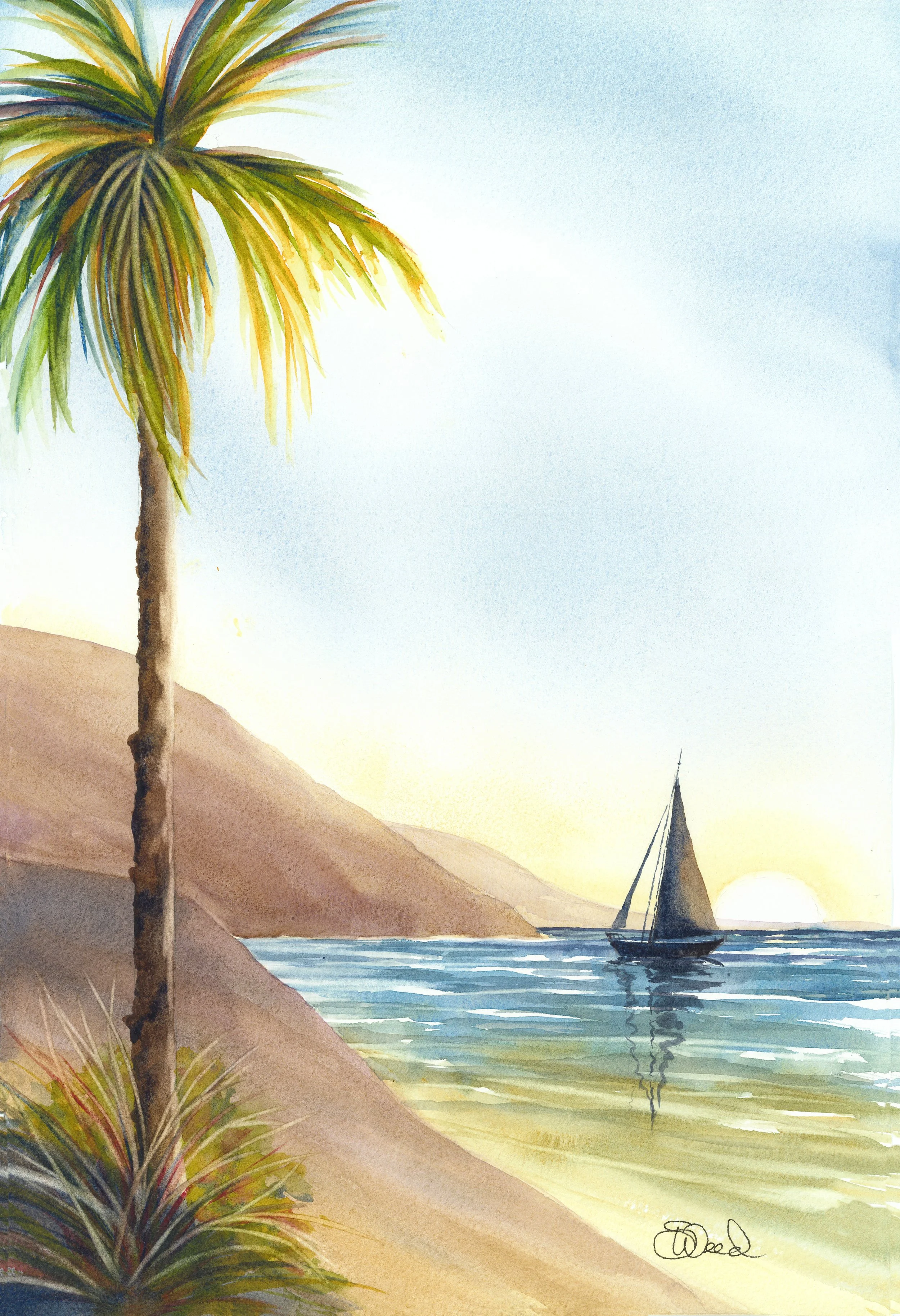  Sunrise Sail 
 19 in x 13 in (48 cm x 33 cm)
 Watercolor