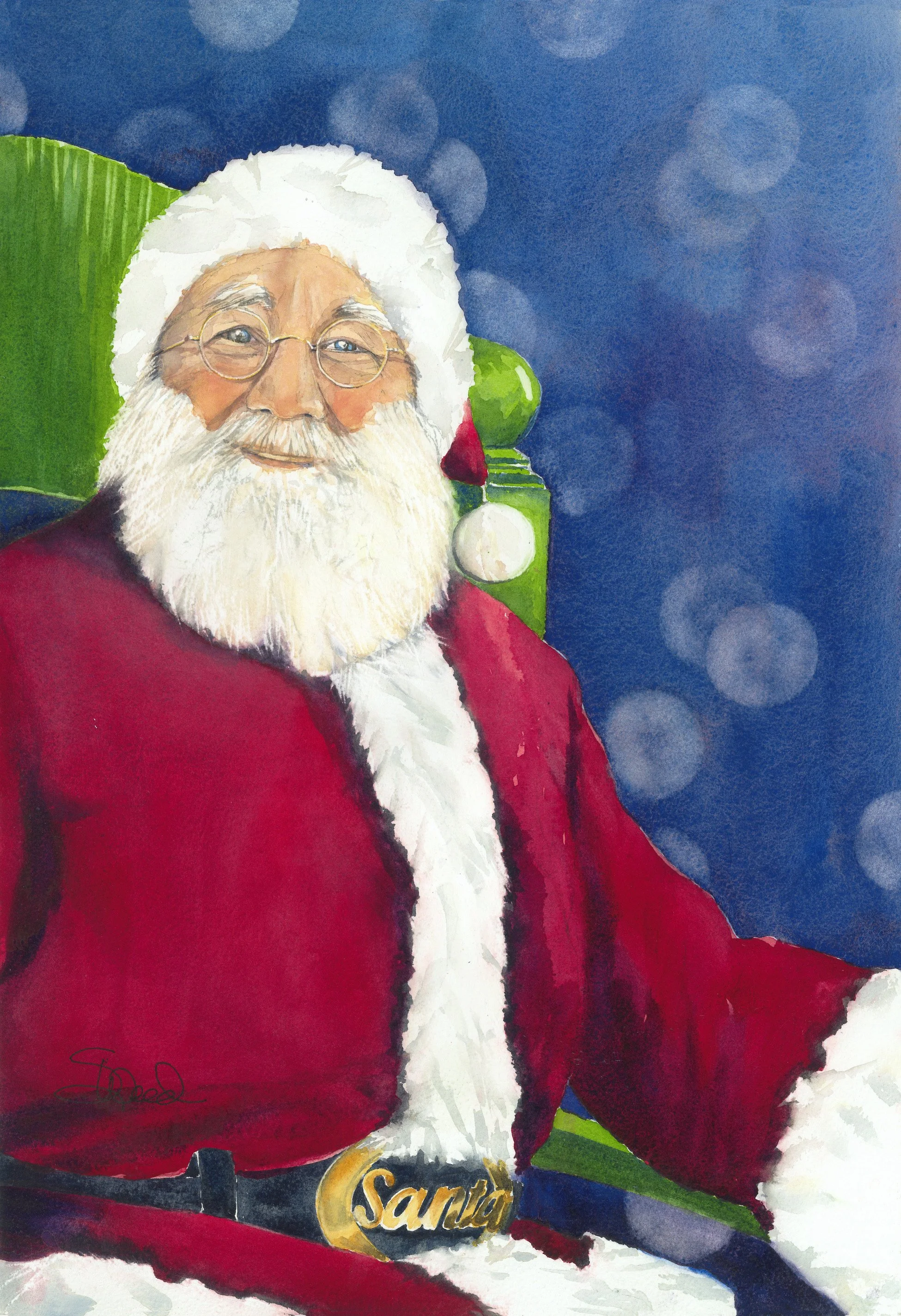  A Right Jolly Old Elf 
 19 in x 13 in (48 cm x 33 cm)
 Watercolor