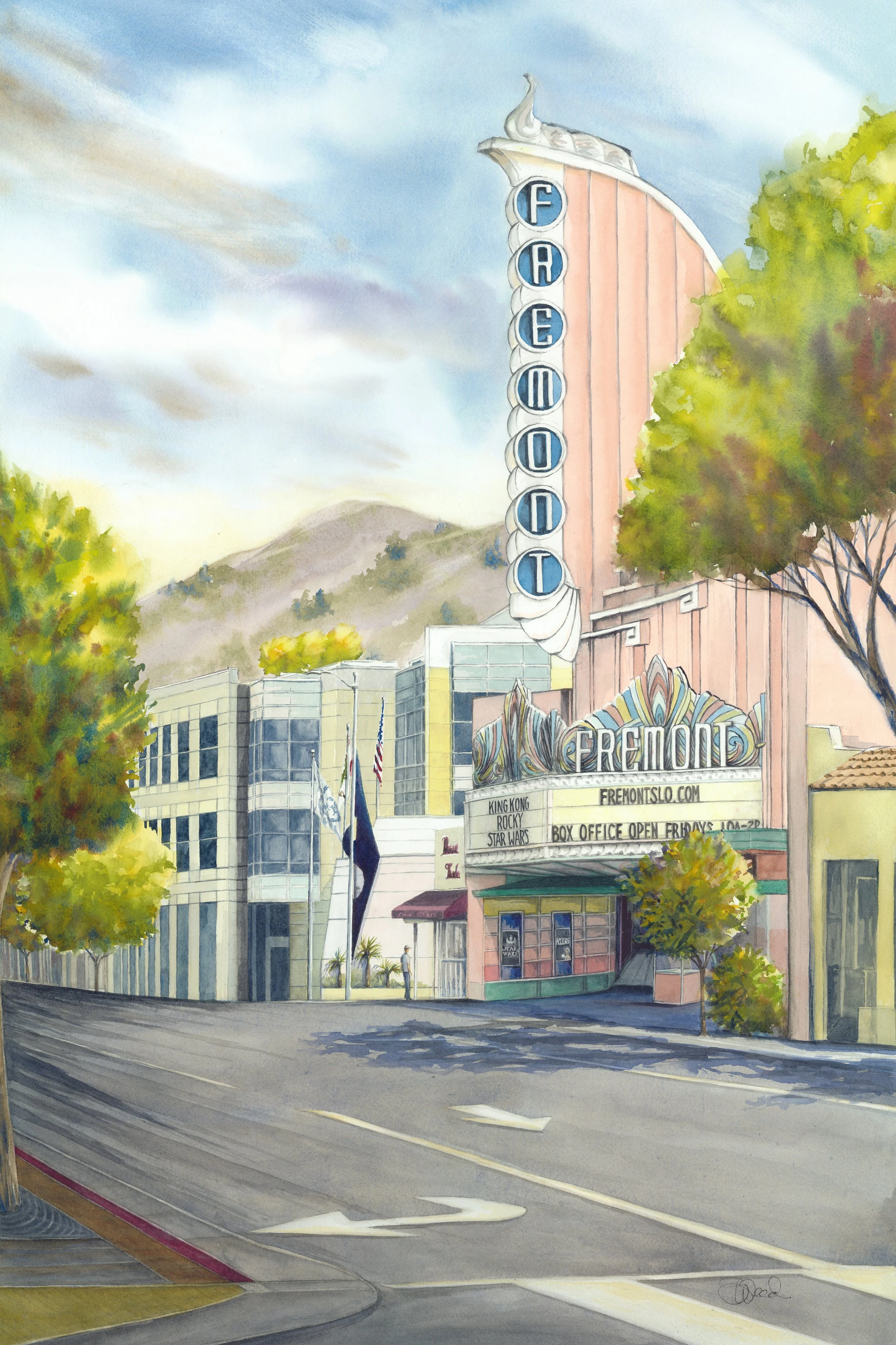  Fremont Theater 
 30 in x 20 in (76 cm x 51 cm)
 Watercolor