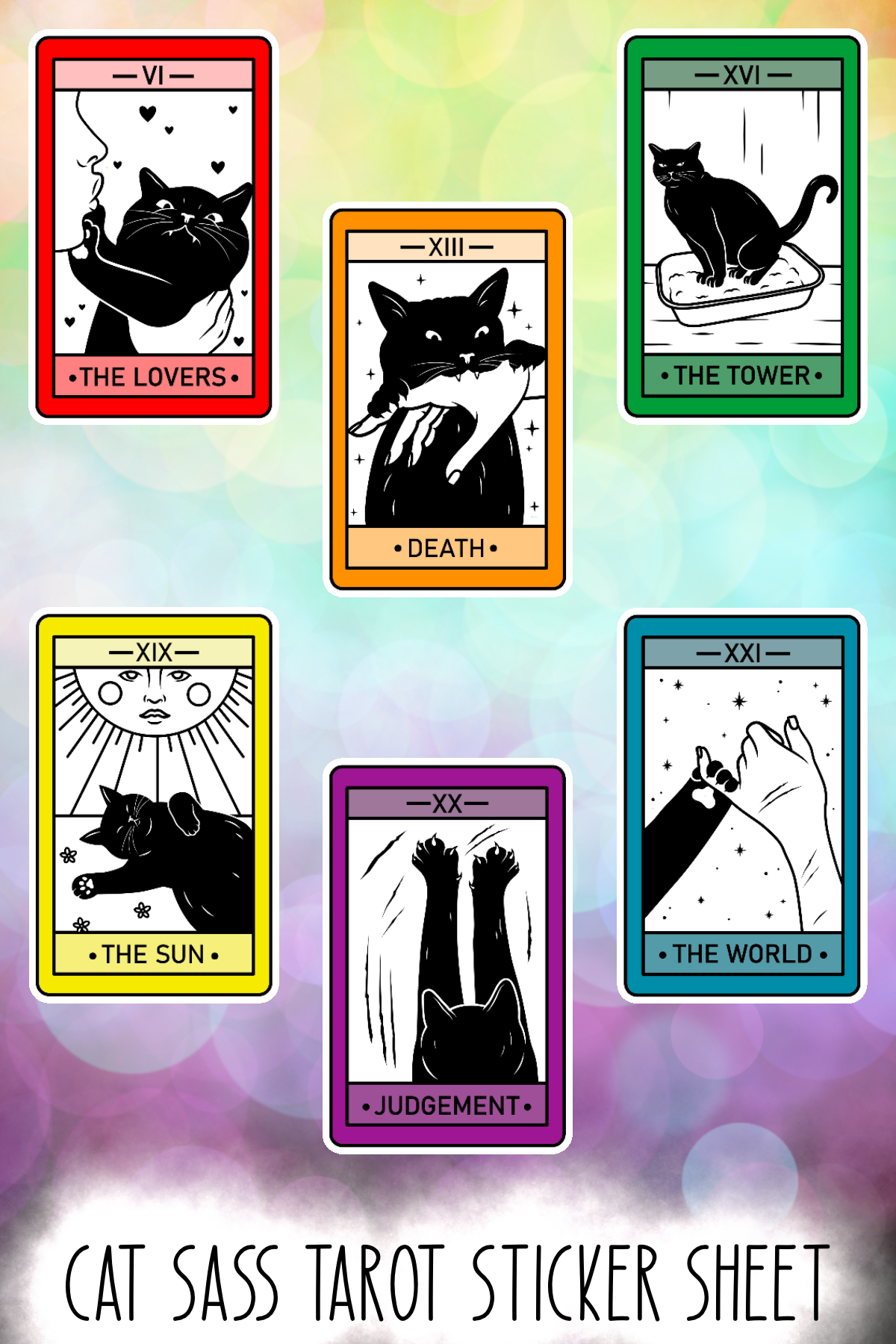 Cat Tarot Vinyl Sticker Sheet