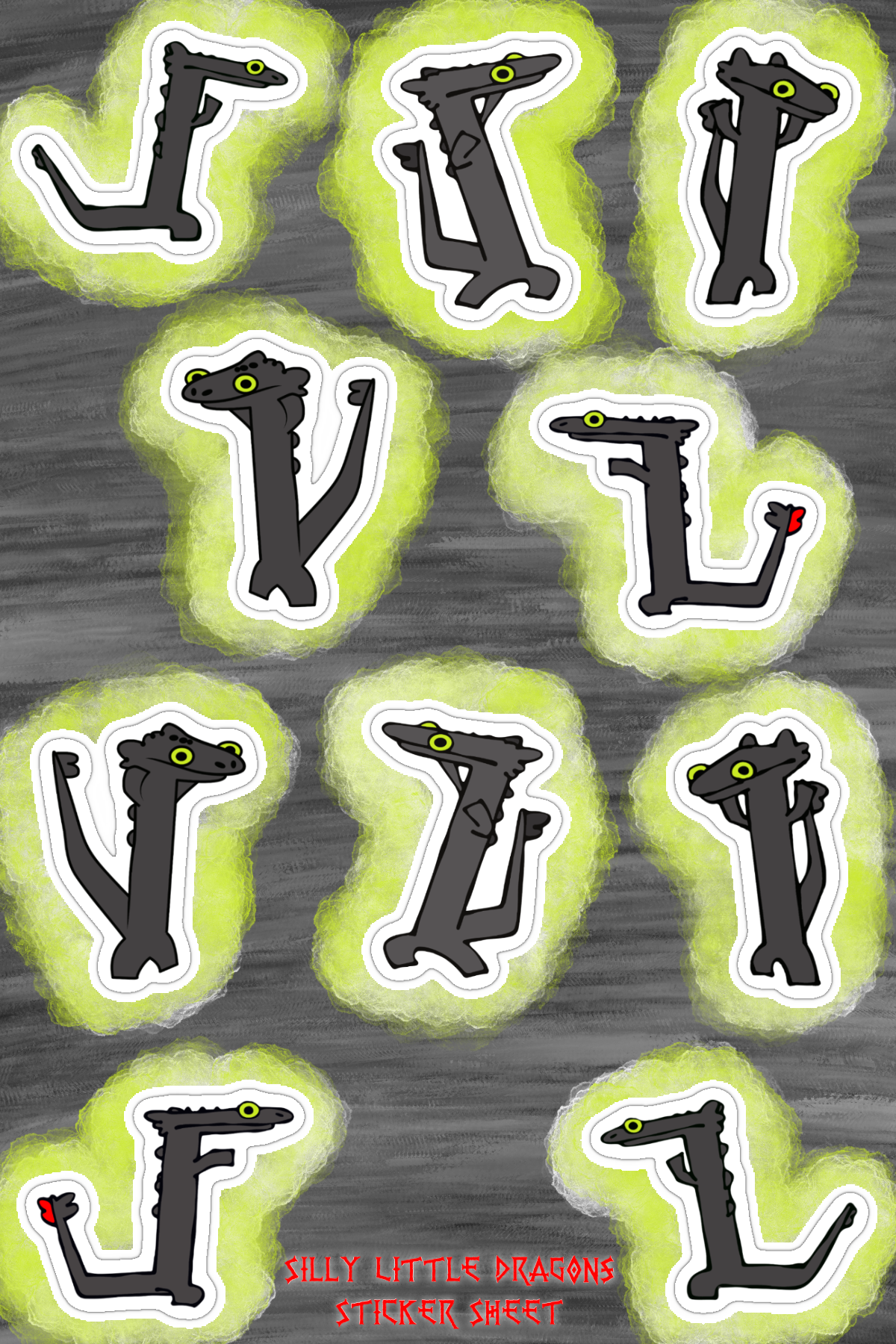 Little Dancing Dragons Vinyl Sticker Sheet