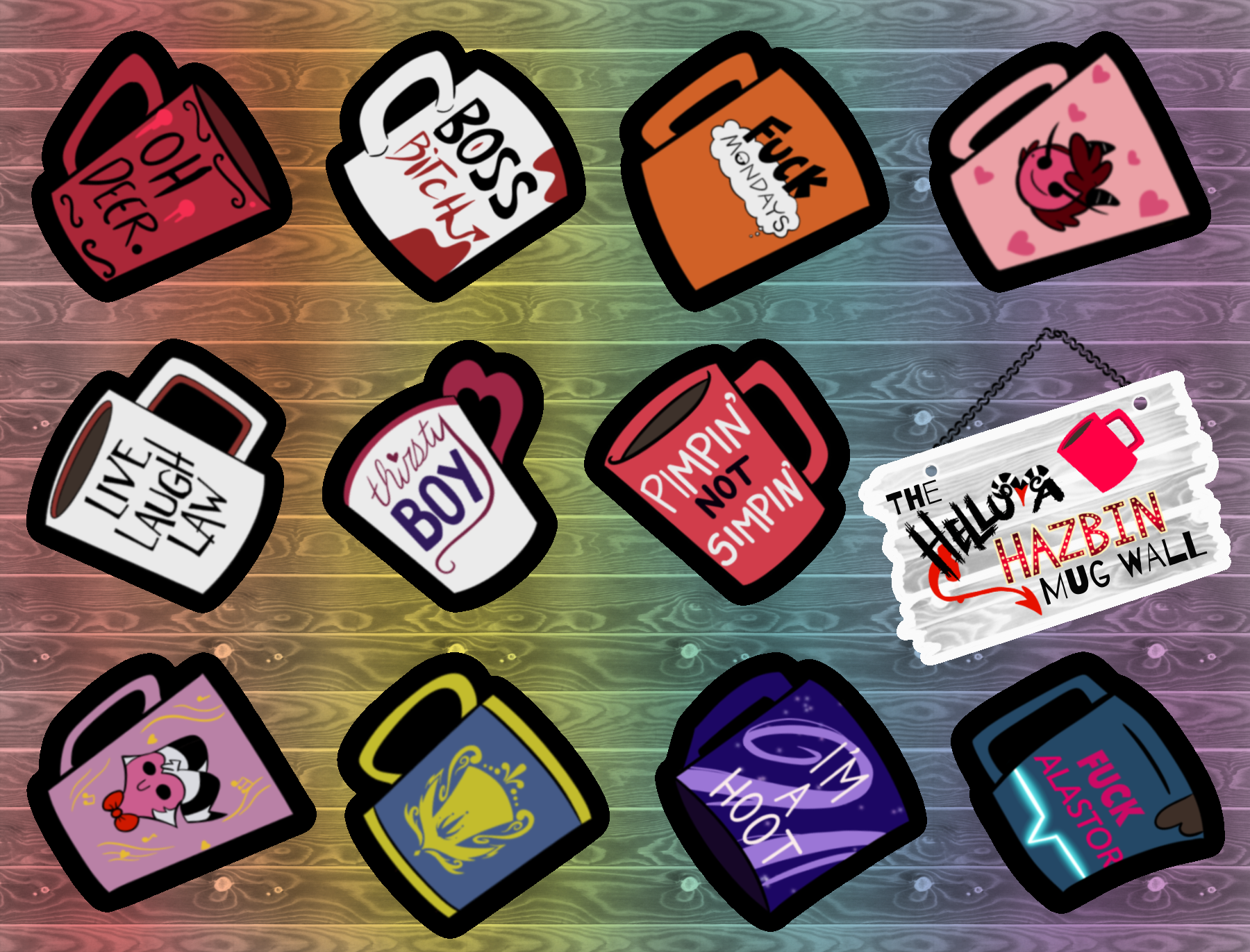 Hellaverse Mug Wall Vinyl Sticker Sheet