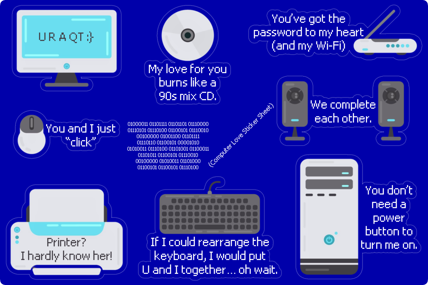 Computer Puns Vinyl Sticker Sheet