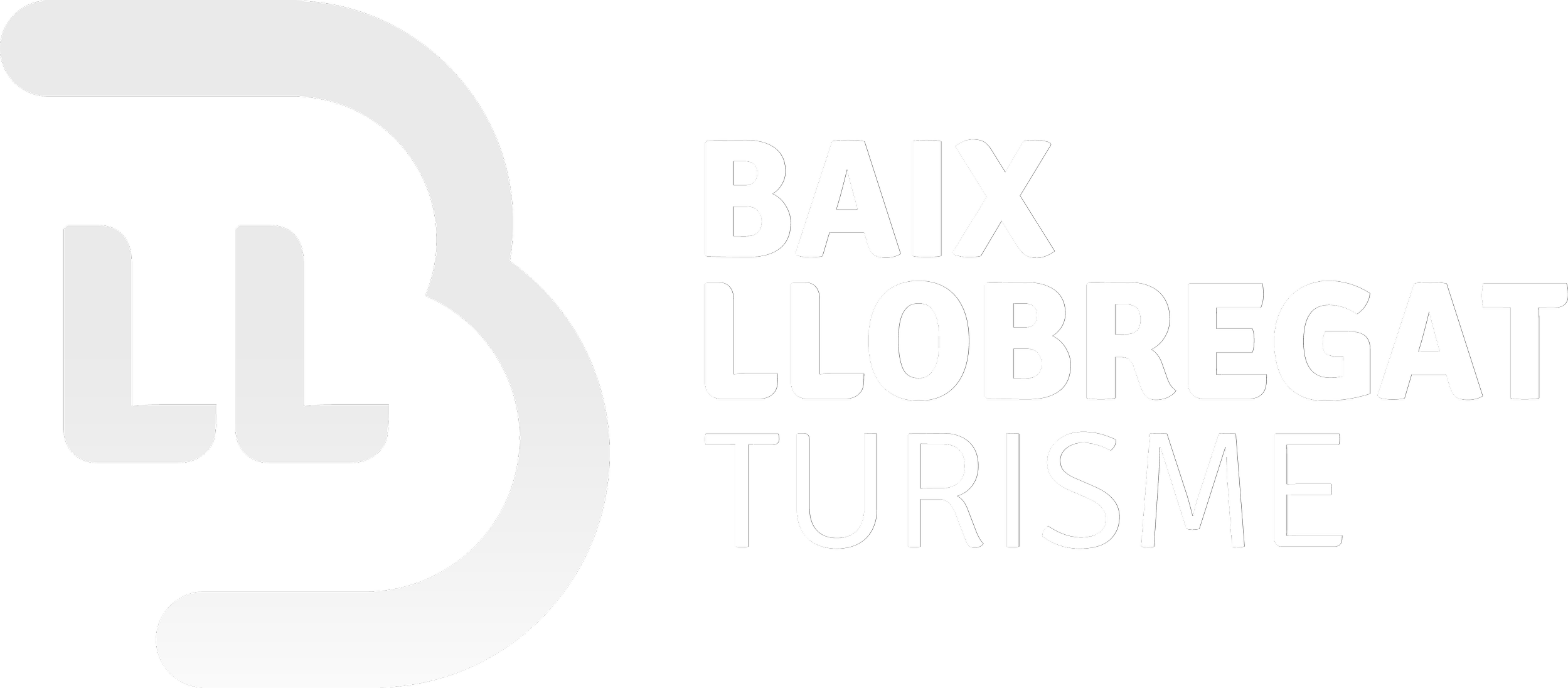 Logotipo con texto en español que dice 'BAX LLOBERGAT TURISME' en letras blancas, con un diseño gráfico blanco en forma de símbolo a la izquierda en un fondo negro.