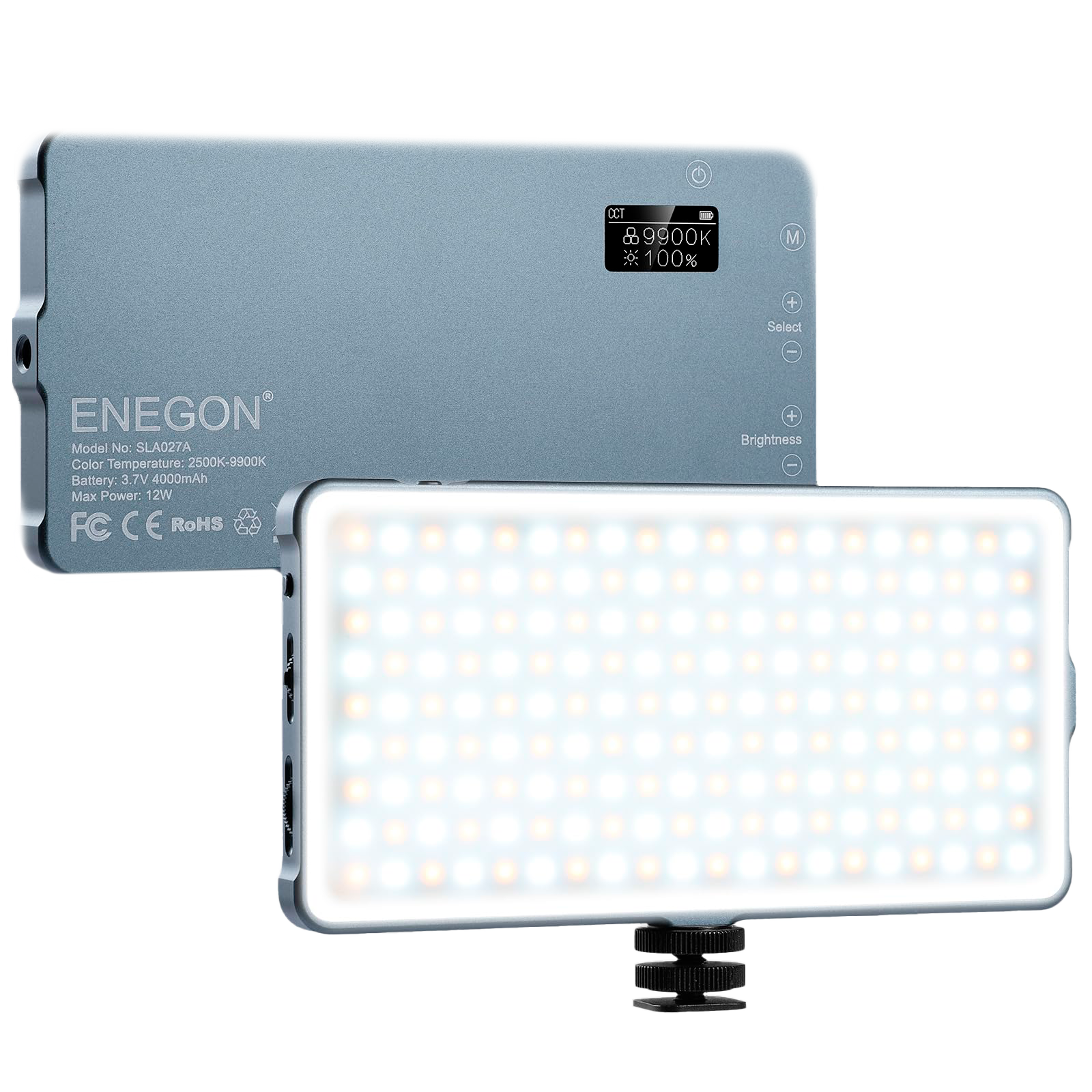 Luz de captura con panel de control digital y batería, marca ENEGON, modelo SLA027A, en color gris