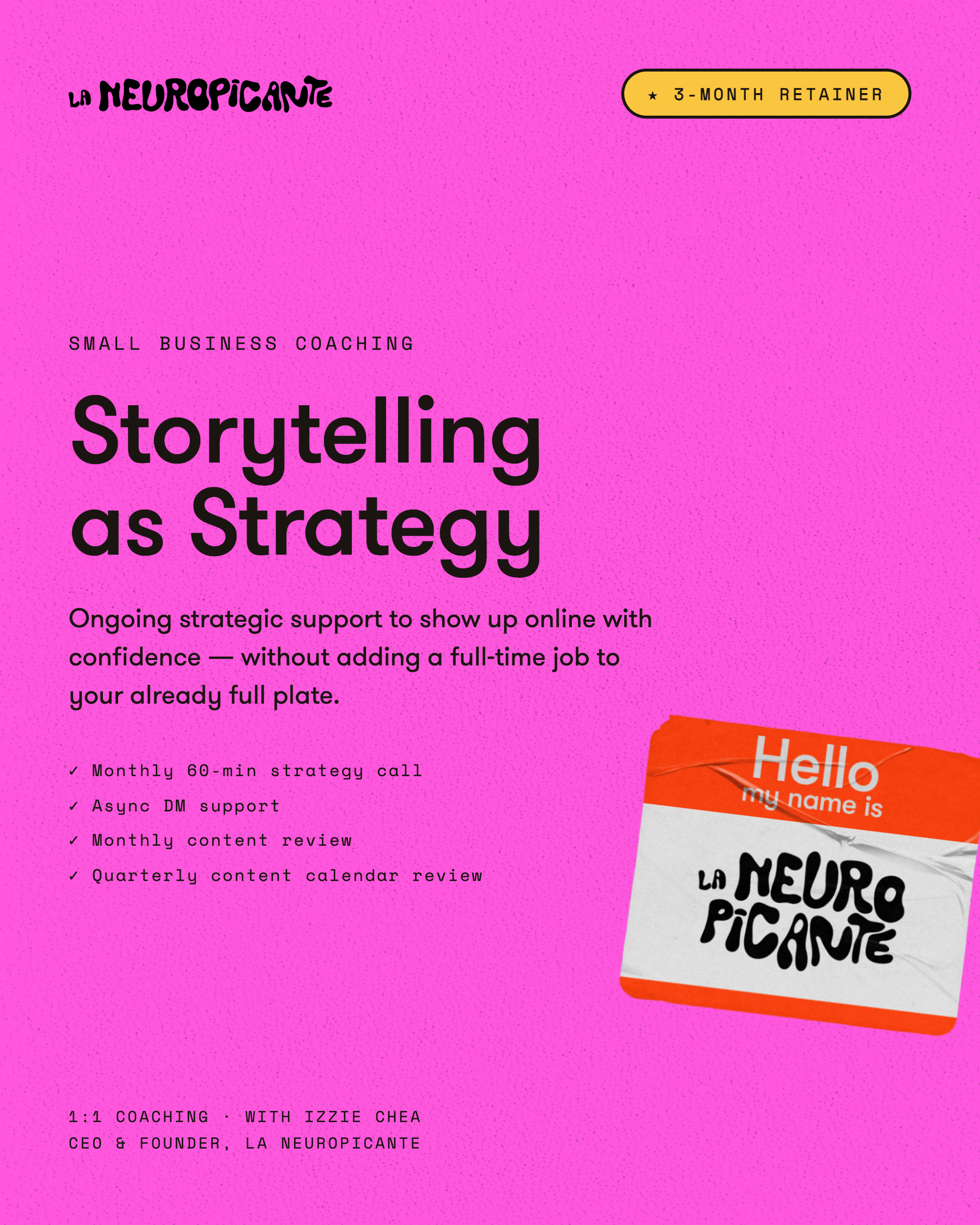 Storytelling as Strategy Small Business Coaching: 3-Month Retainer