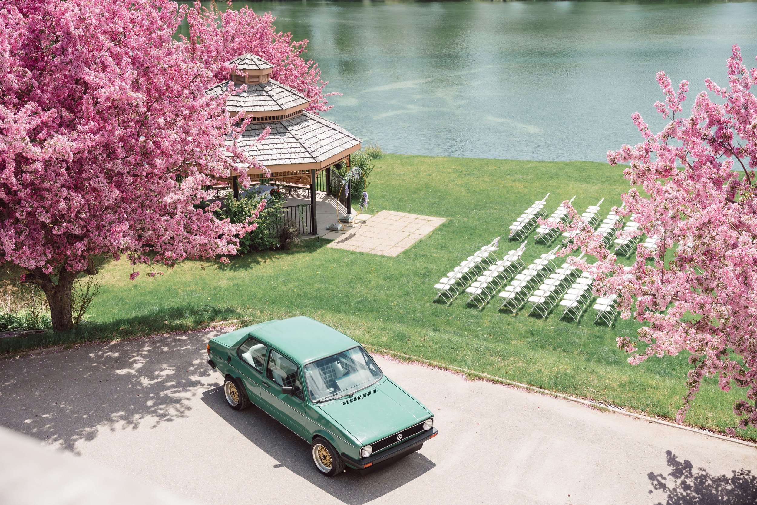 cherry blossom trees outdoor wedding