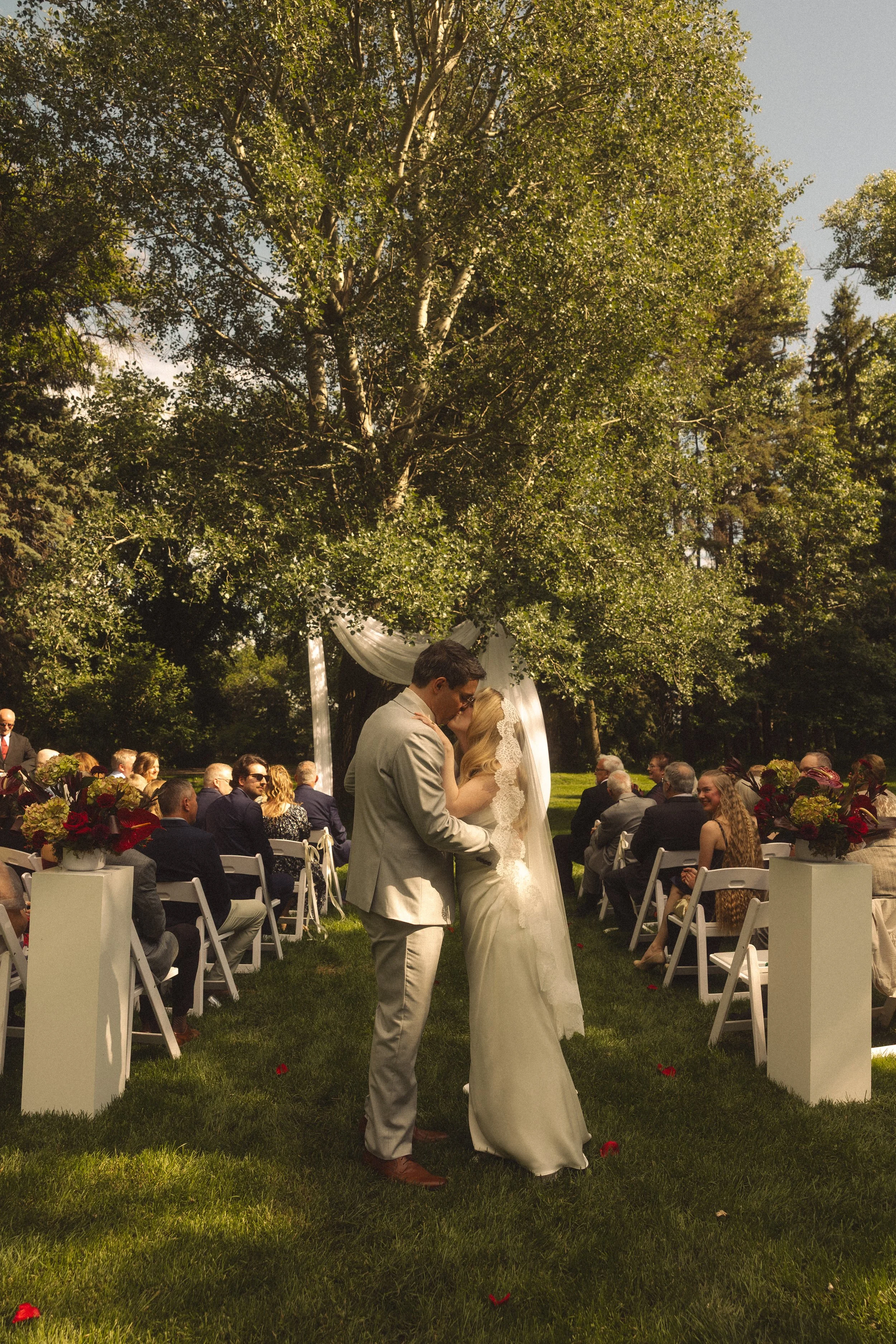 bride and groom at the norland historic estate after the ceremony