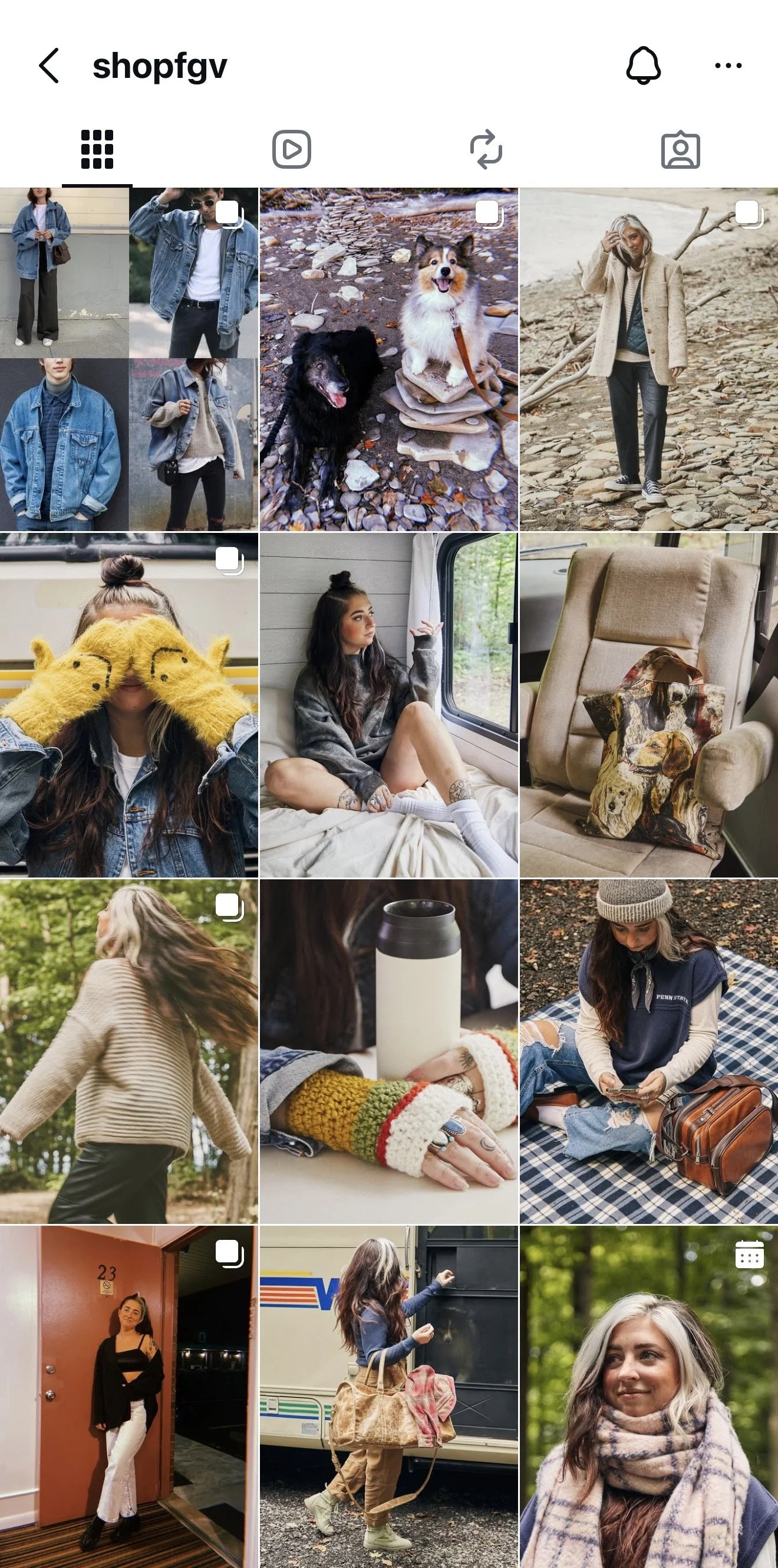 A collage of various outdoor and indoor scenes featuring people, pets, and travel accessories with casual and warm clothing.