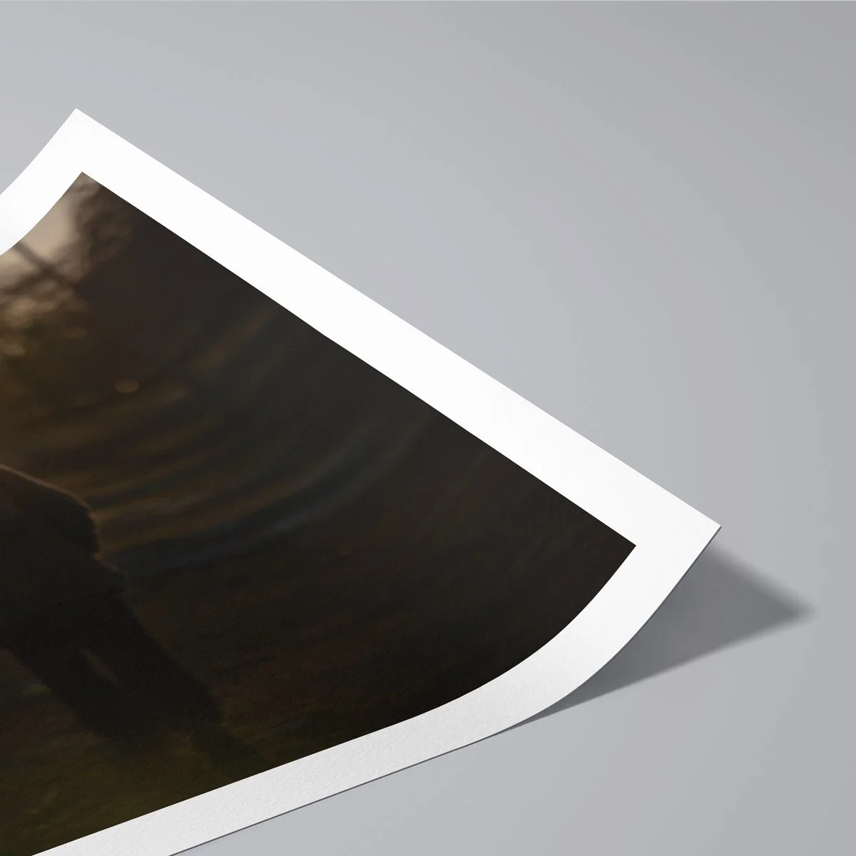 Corner detail of PASSER fine art photography print, showing natural paper texture and tonal depth in low light.