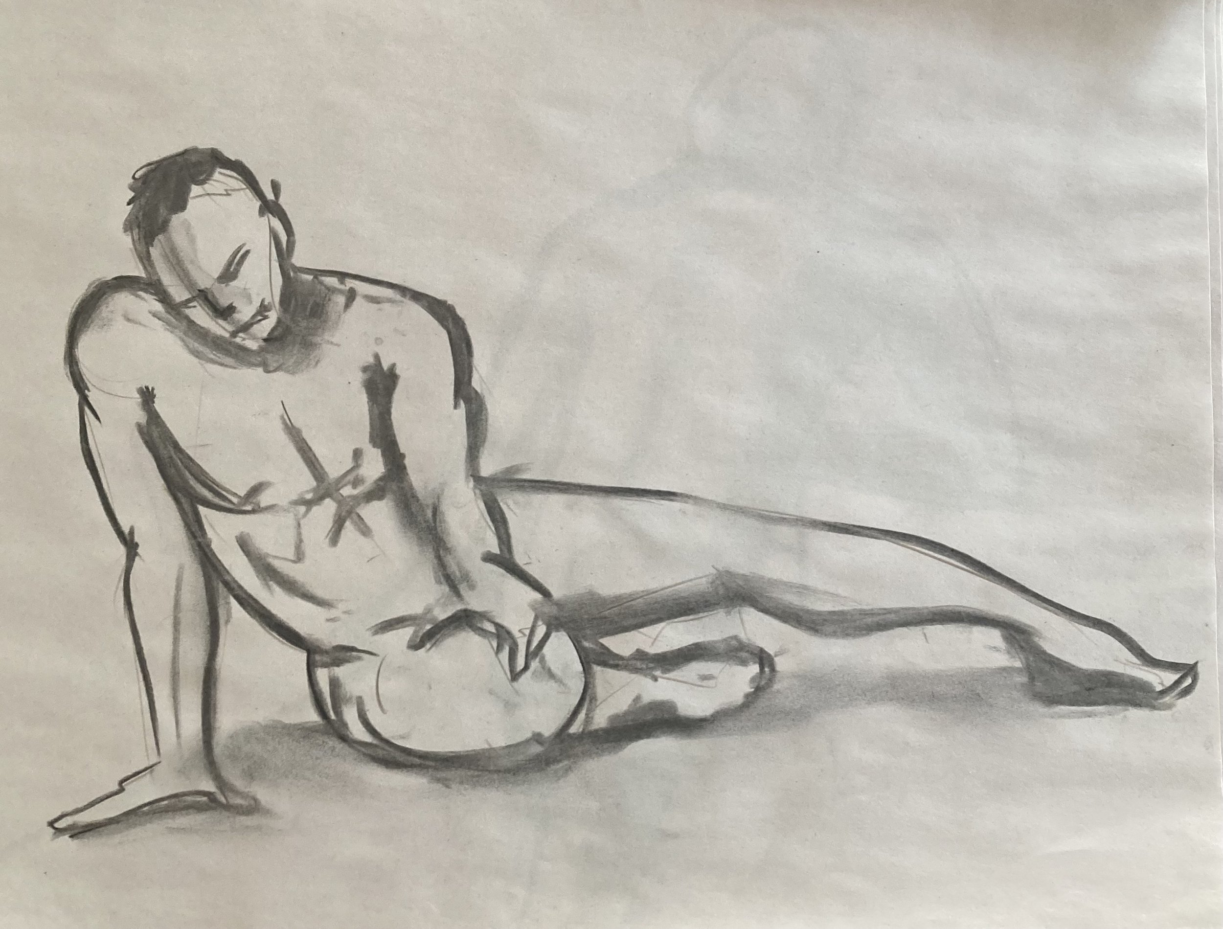 Nude Study in Charcoal. Created as an example for a life drawing class.
