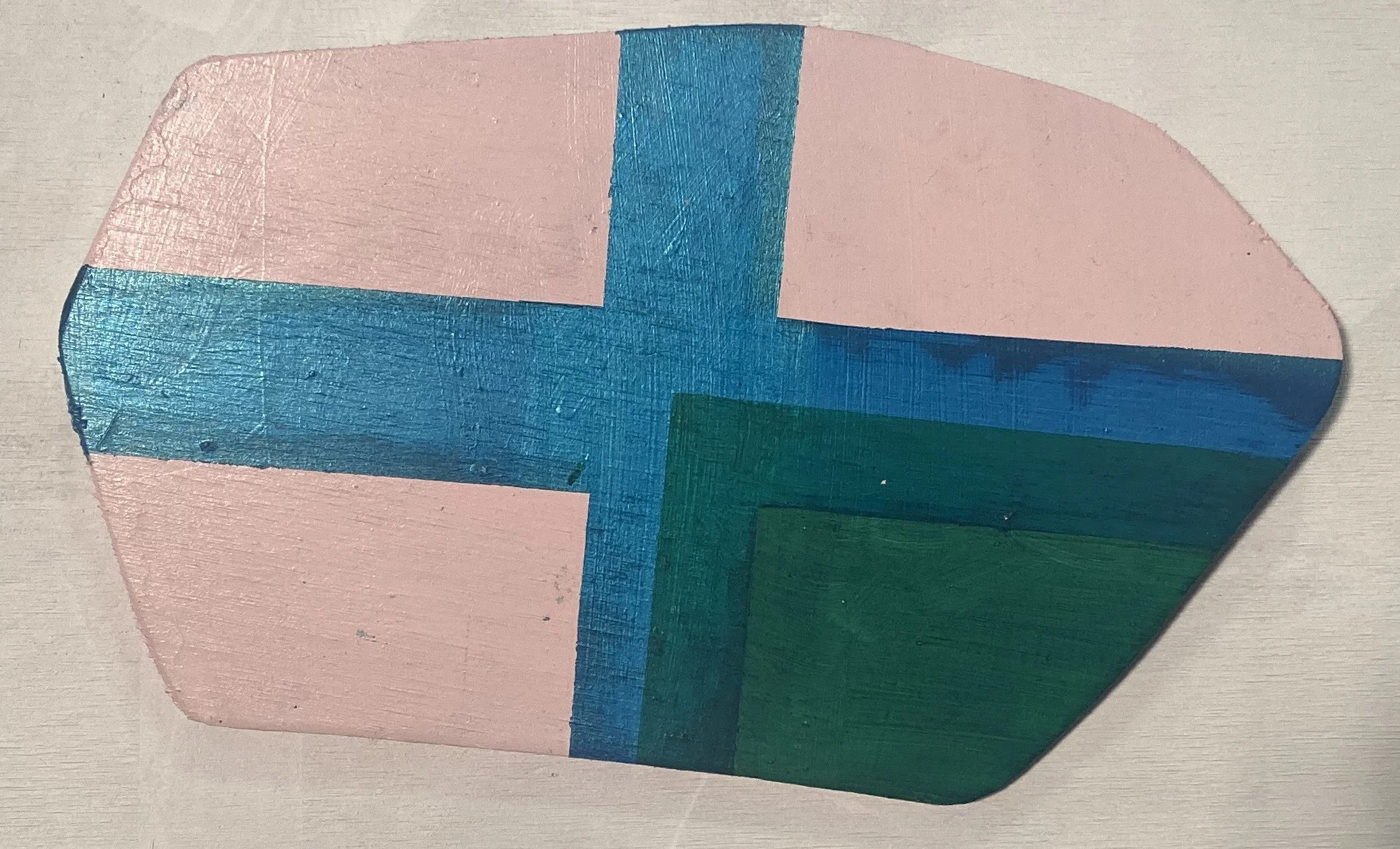 Blue Cross Green Square Acrylic on Plywood $120