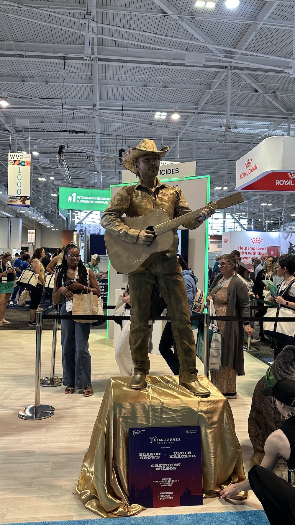Golden Cowboy Living Statue