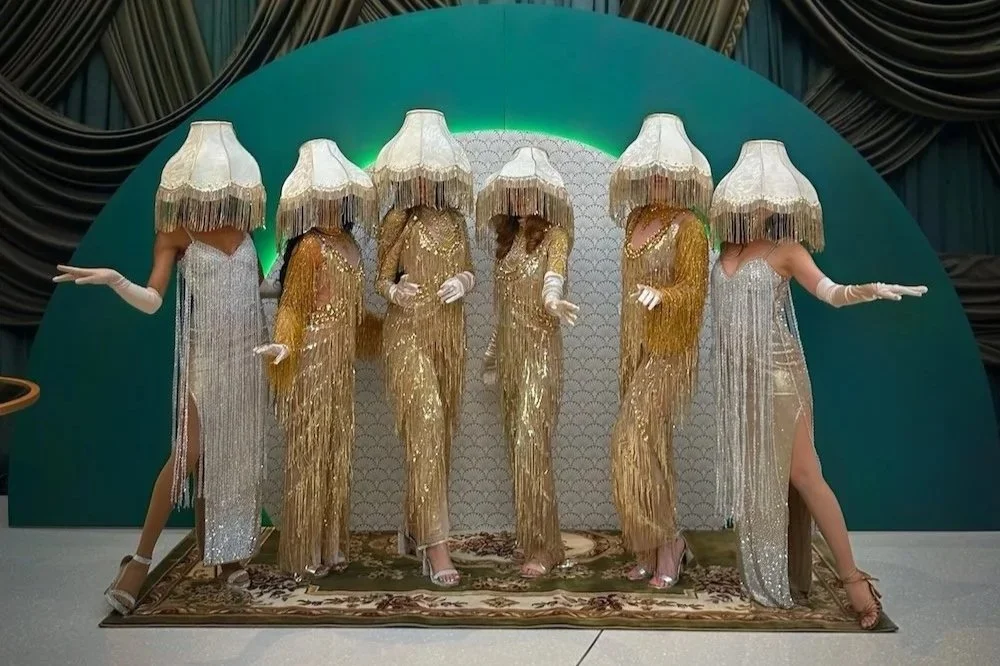 Lampshade Lady Performers with lampshades on their heads