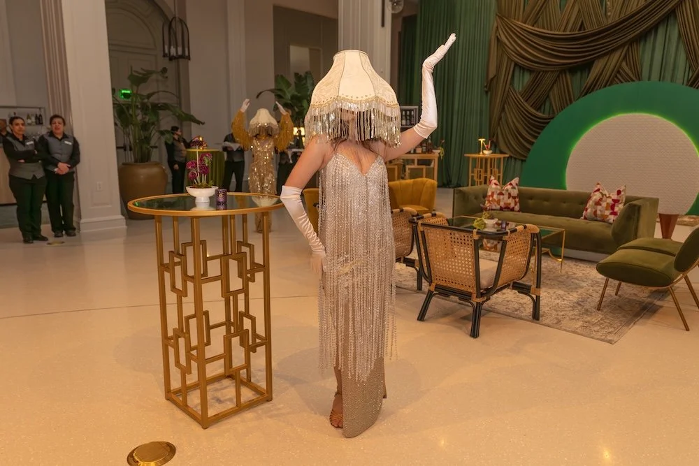 strolling lampshade lady performer at a corporate event in Nashville TN
