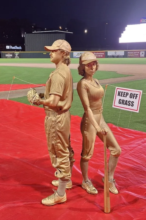 Living Statue Baseball Players