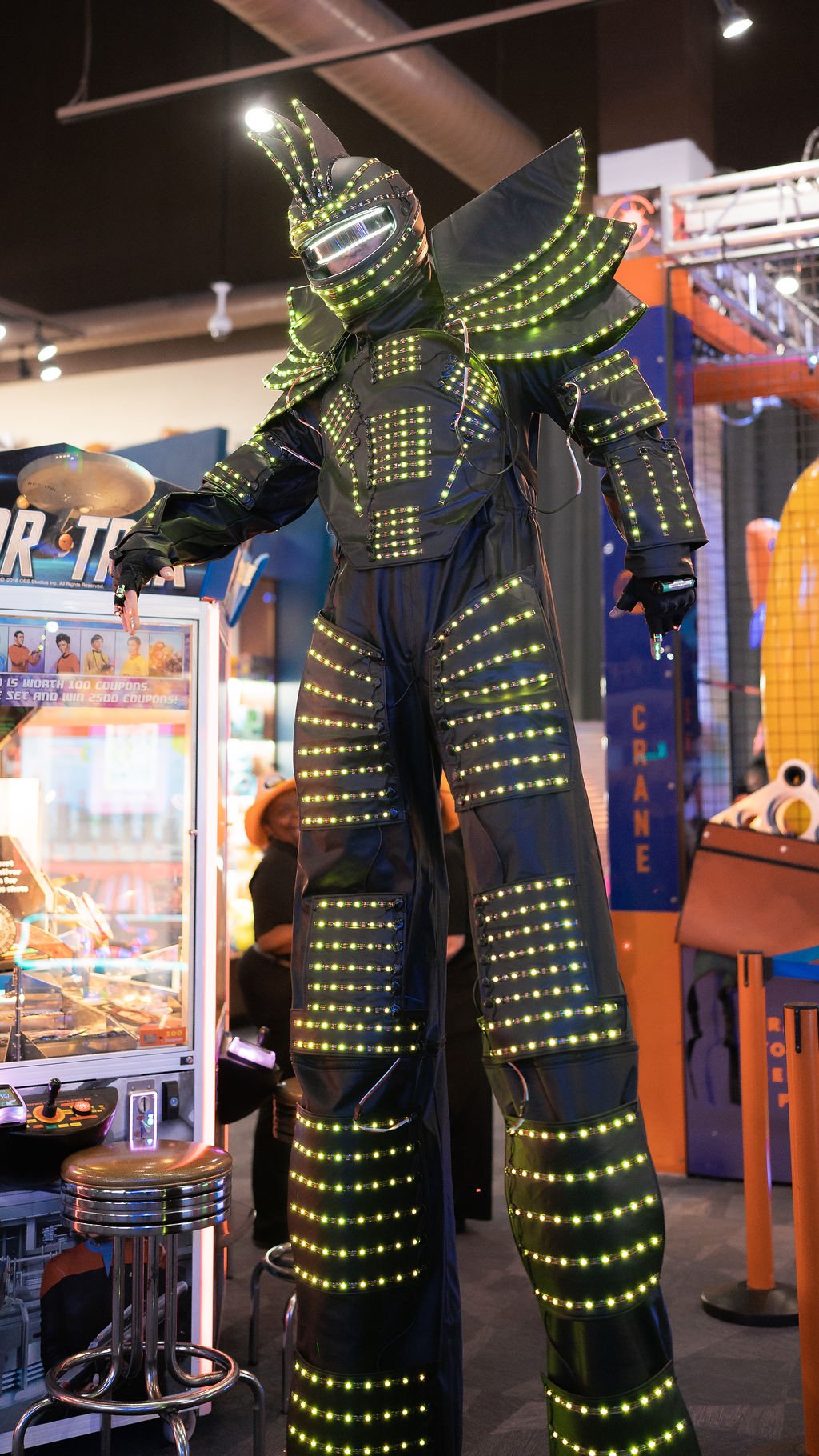 LED Robot interacting with guests during the Dave & Buster's grand opening celebration in Nashville.