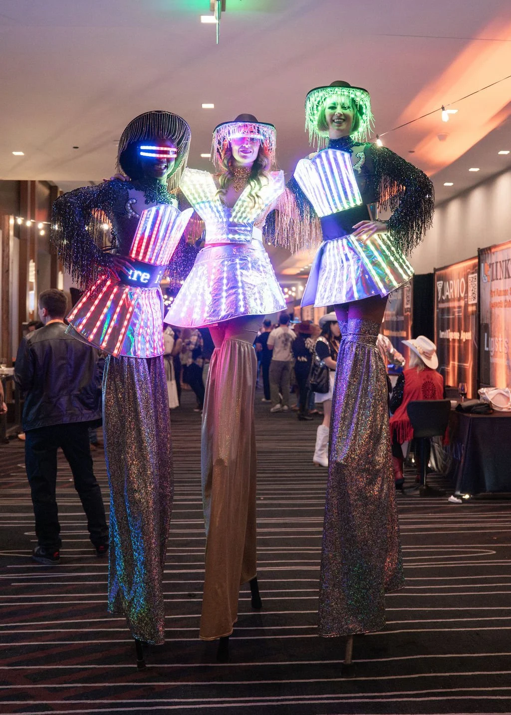 Stilt Walkers with LED Costumes and Country Hats
