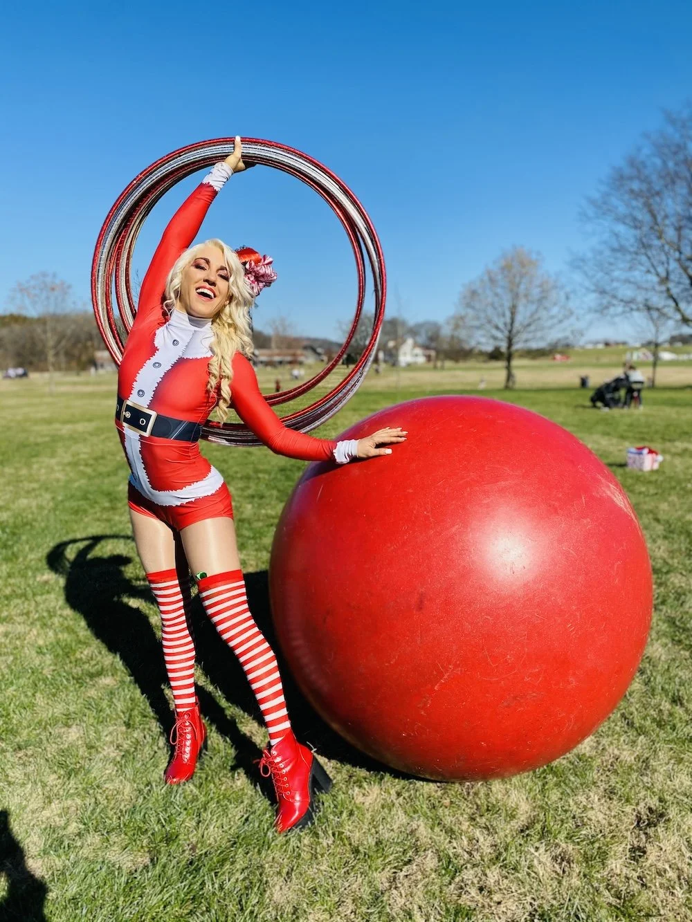 Hula Hoo Performer in Santa Outfit