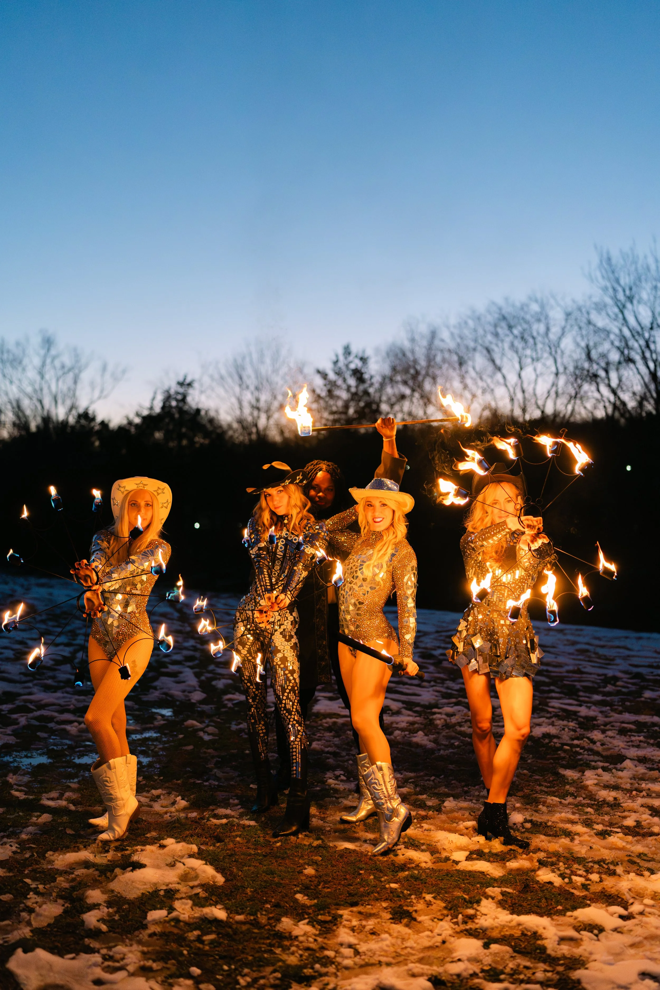 Fire Performers in Country western Attire