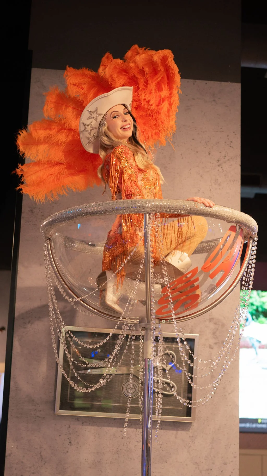 Martini Glass aerial performer creating an elegant focal point during a Nashville-themed corporate event.