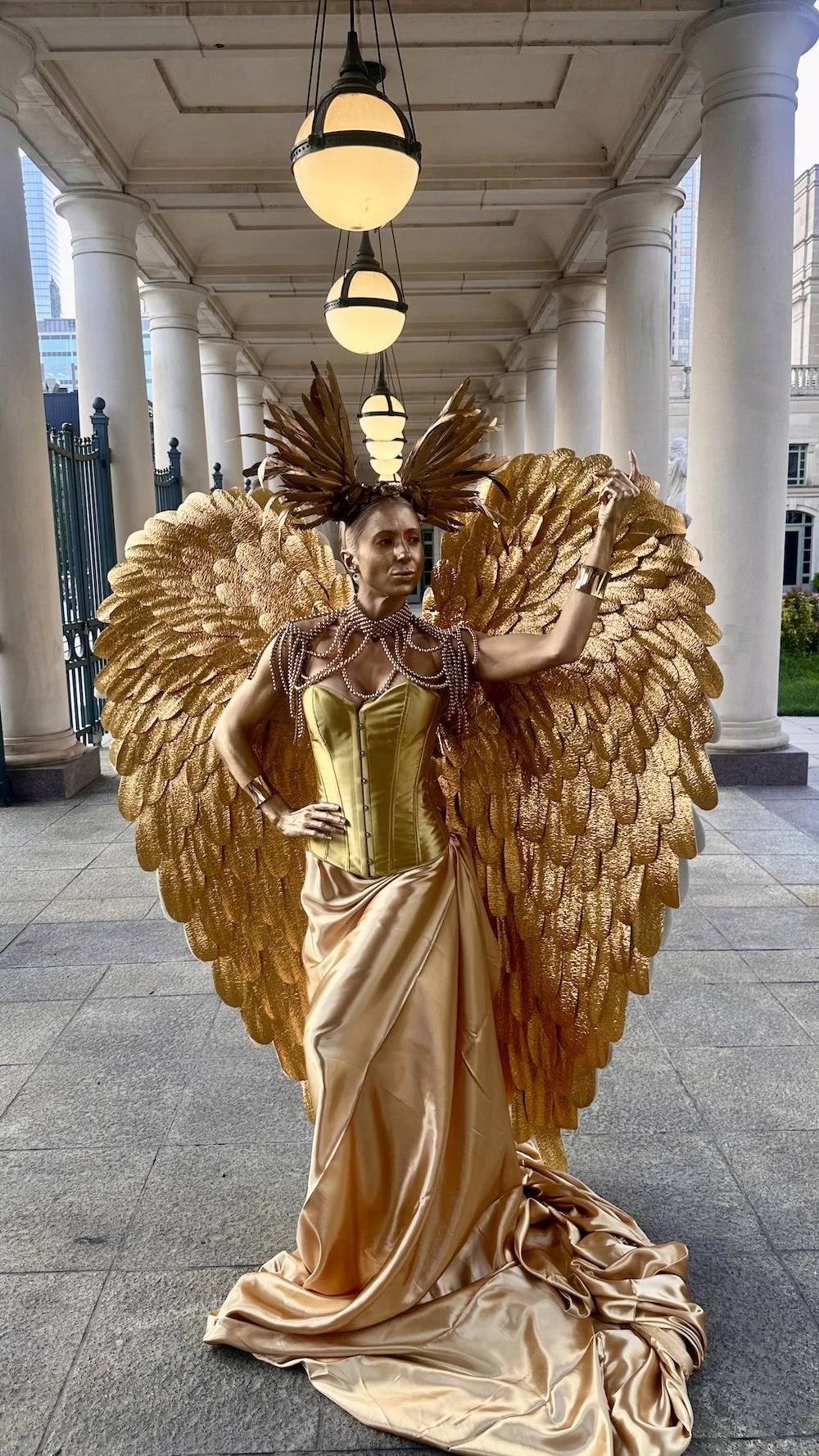 Golden Angel Living Statue Performer