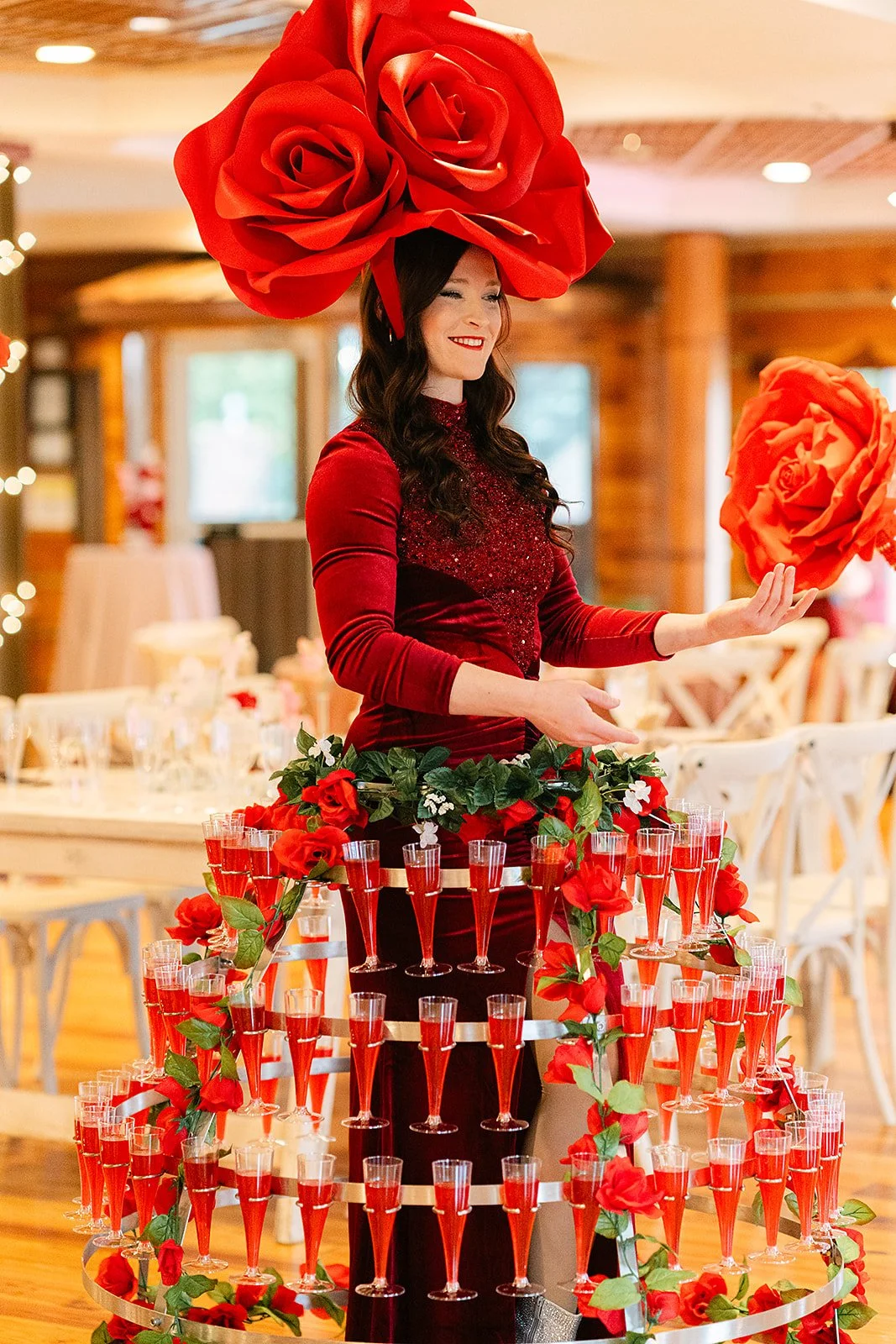 rose valentines day performer with champagne