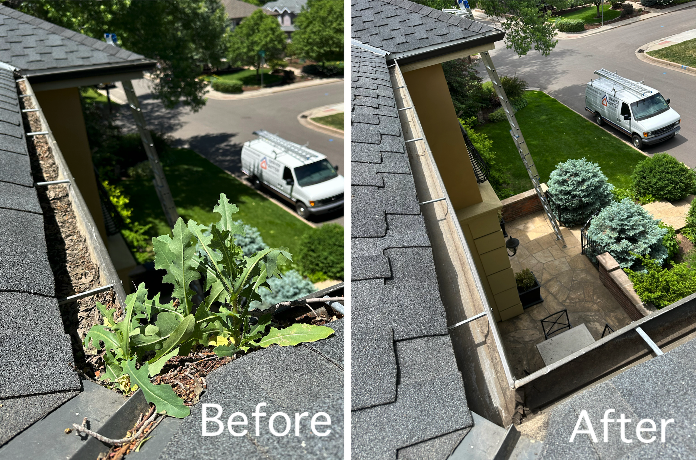 Gutter cleaning englewood before and after