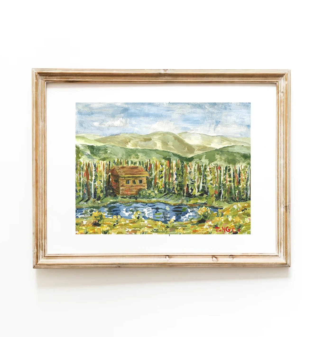 Cabin by the River: 6x8" Original Acrylic Painting