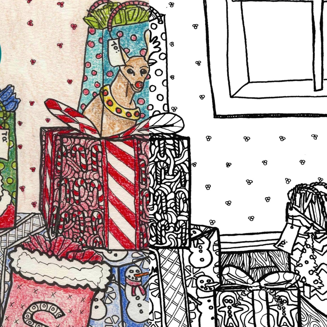 "Christmas Series": Four Digital Coloring Pages