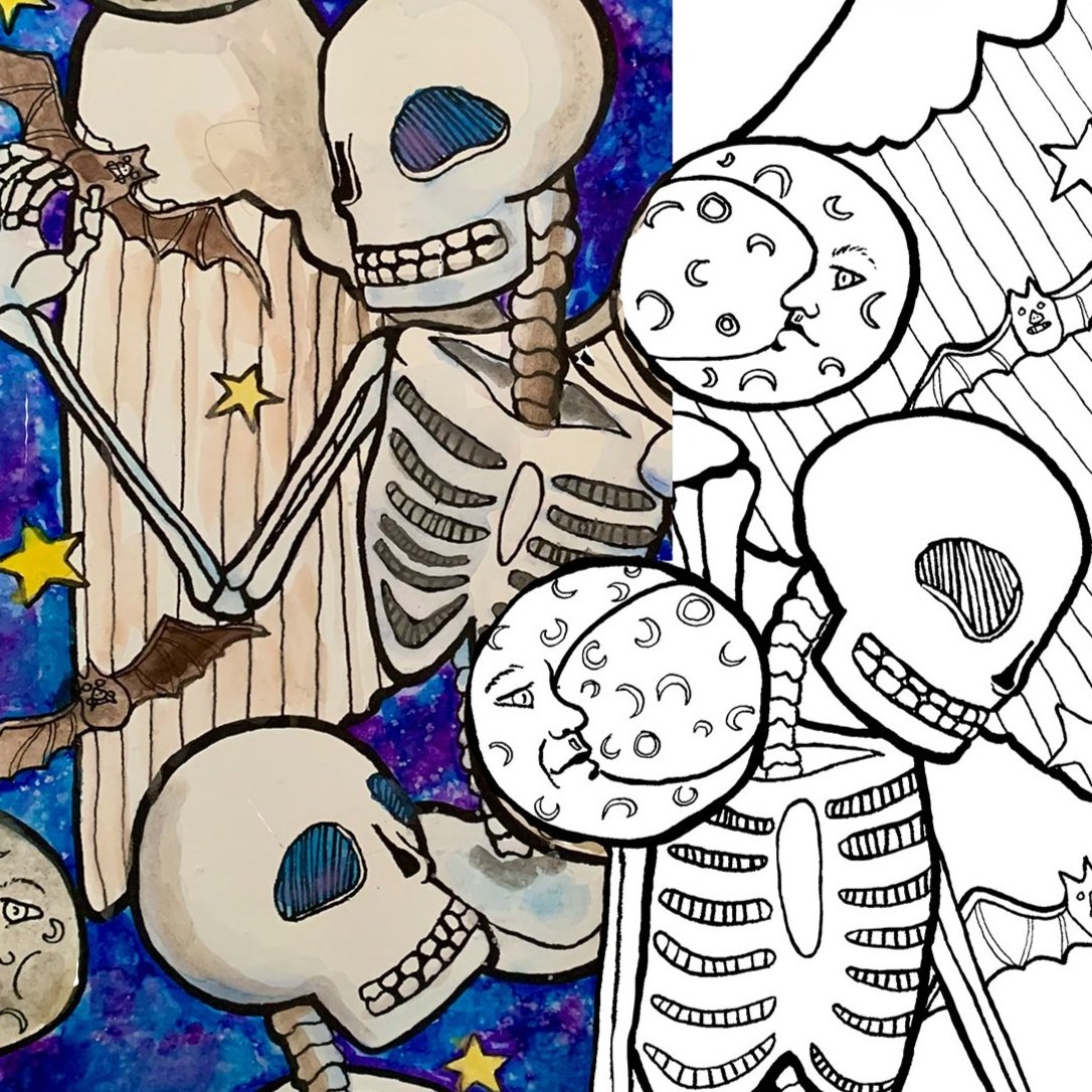"Halloween Series": Four Digital Coloring Pages
