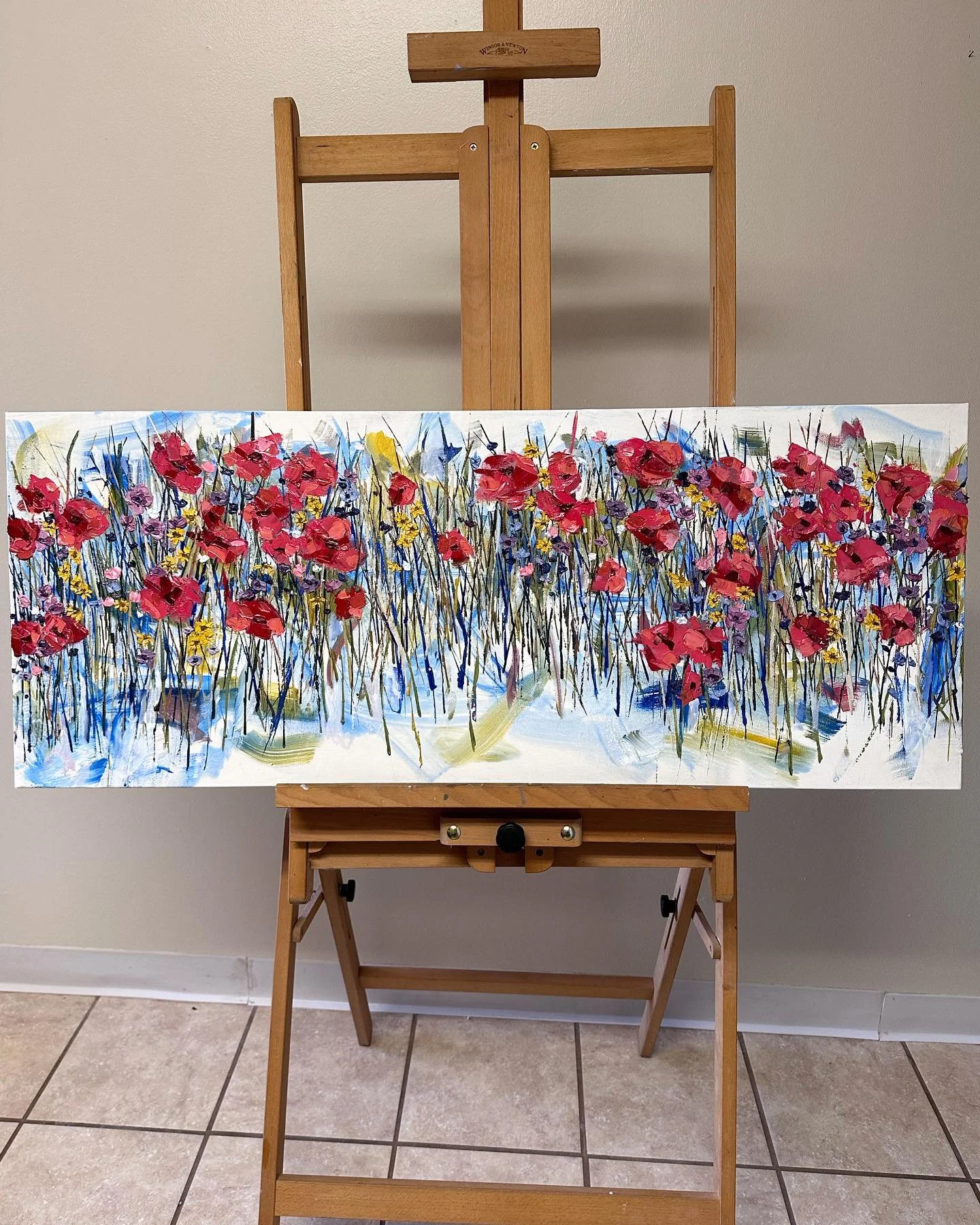 First new painting in my new apartment!!!! Man I have been quietly having so much fun working on this piece! I was playing with a little different approach to grass, starting with lots of blues and then adding whites back into the painting at the end