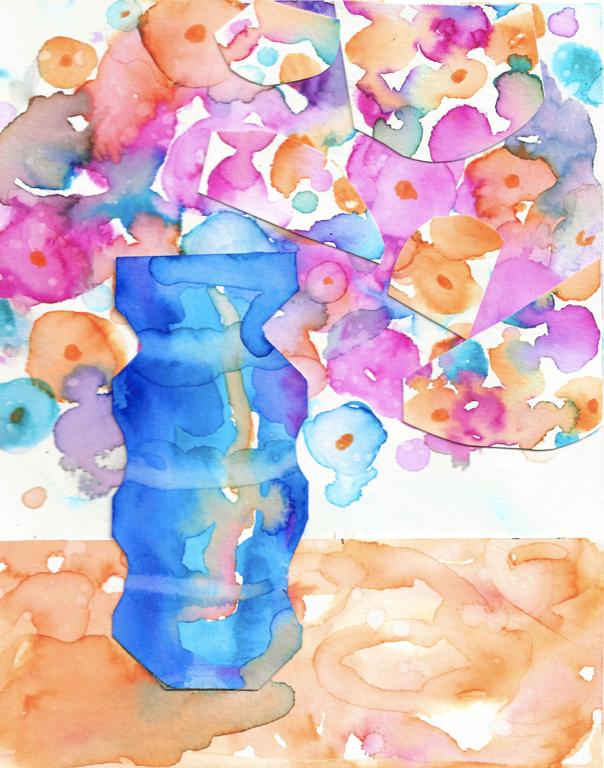 Whimsical Flowers In Blue Vase