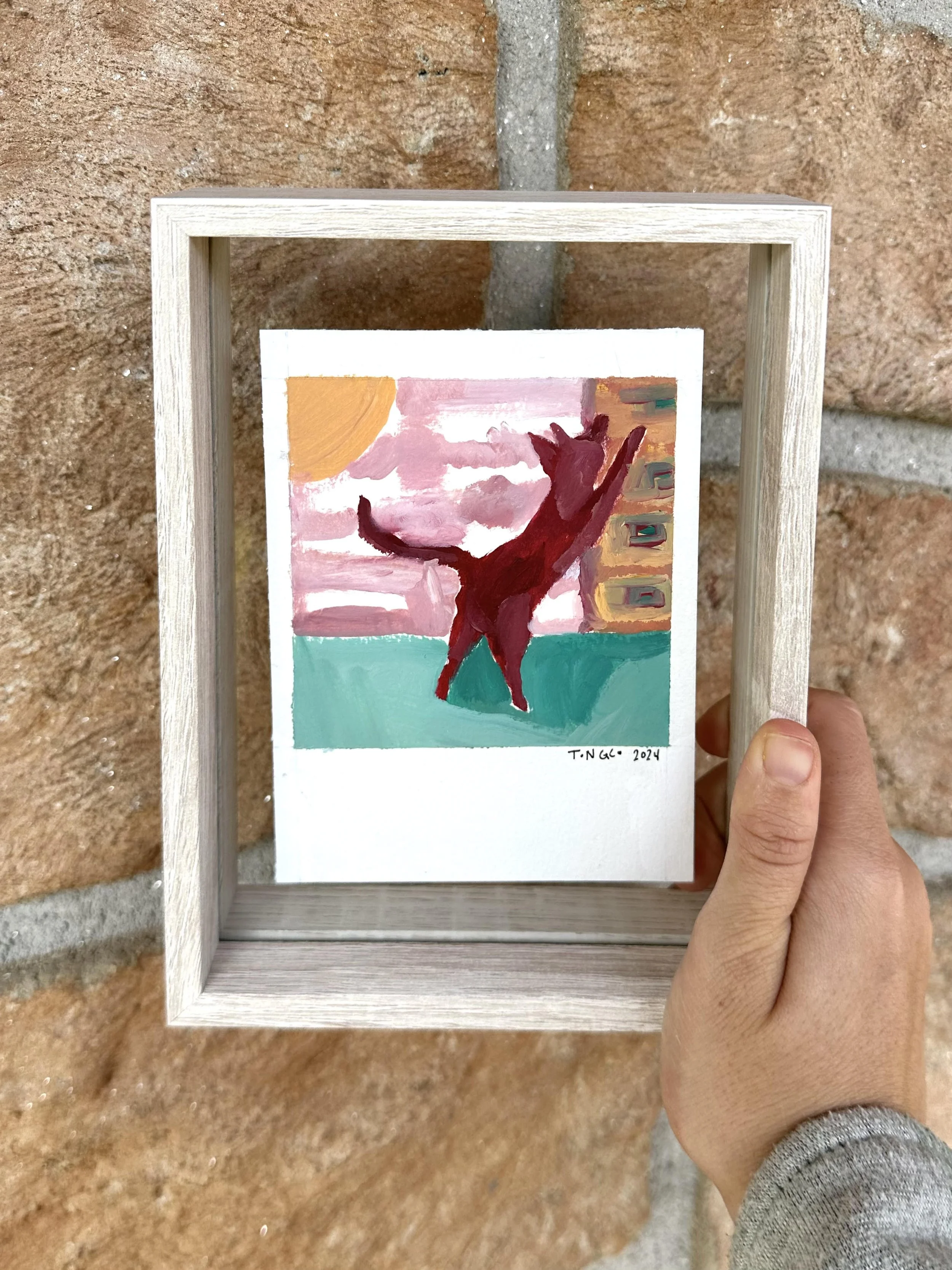 Modern Stretching Red Cat