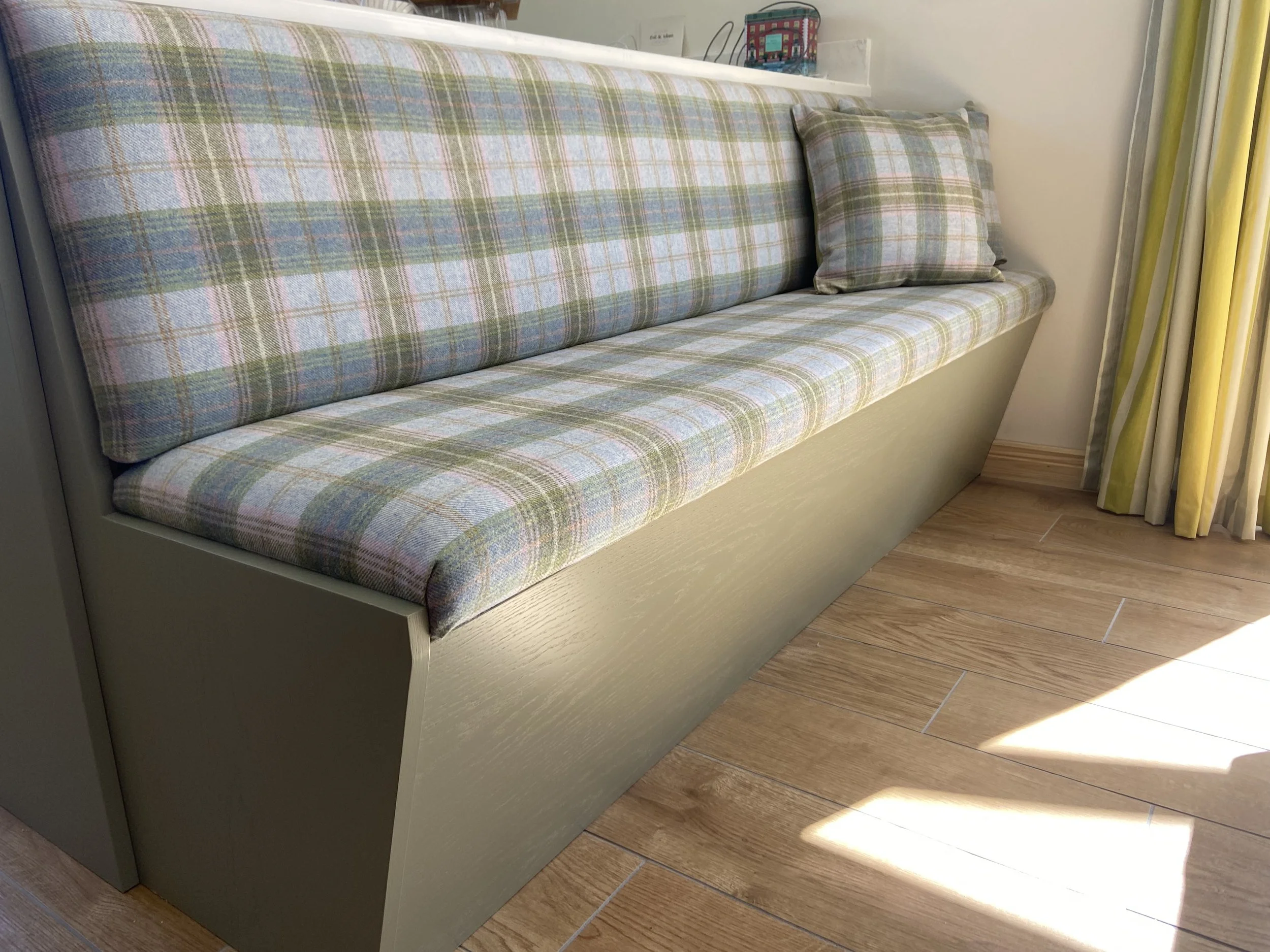 tartan wool kitchen bench