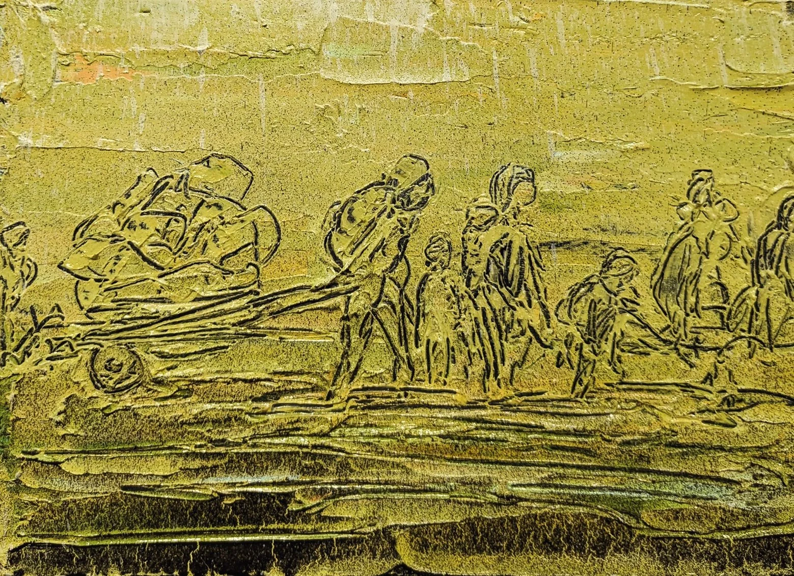 Safe Area, 30 x 20 cm, Mixed media on cardboard, 2025