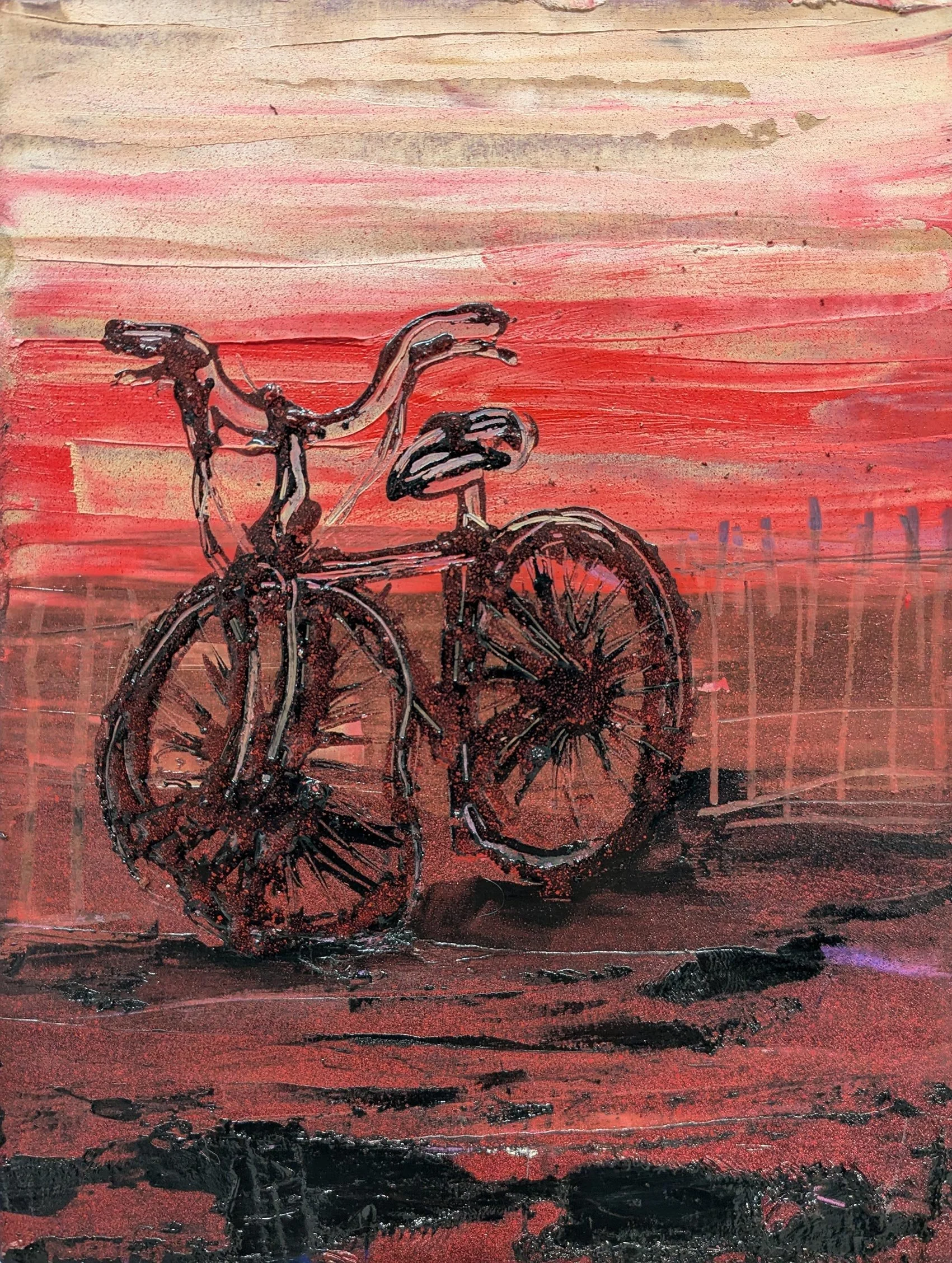 Safe Area, 18 x 23 cm, Mixed media on cardboard, 2025