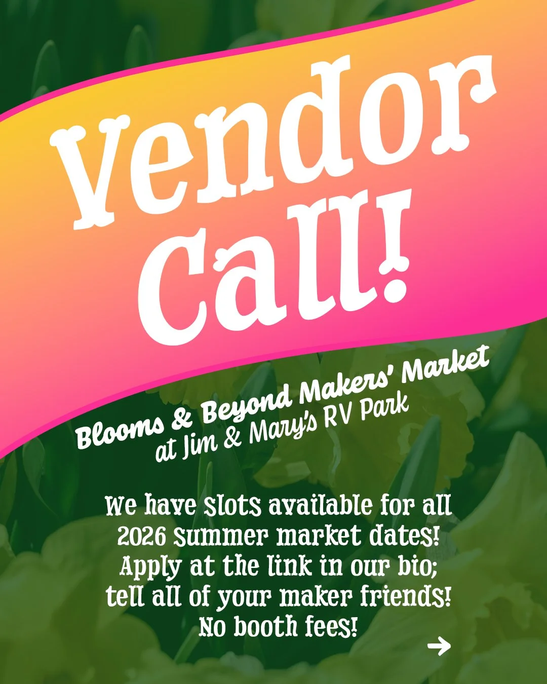 It's that time of year again! We're prepping for summer markets, and we want you to join! June 14th is just around the corner! Plus, we have 2 food trucks for the first market, Sher's Outwest Grill for dinner and Dreamy's Soft Serve for dessert! 

If